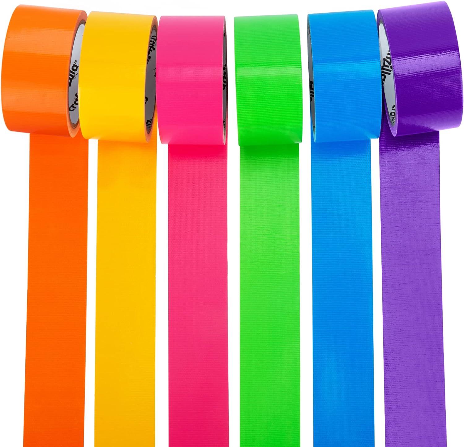 Craftzilla Rainbow Colored Duct Tape 6 Bright Duct Tape Colors 10 Yards x 2  Inch Waterproof Duct Tape Colored Duct Tape Multipack for Arts Heavy Duty  Duct Tape Color Duct Tape Rolls