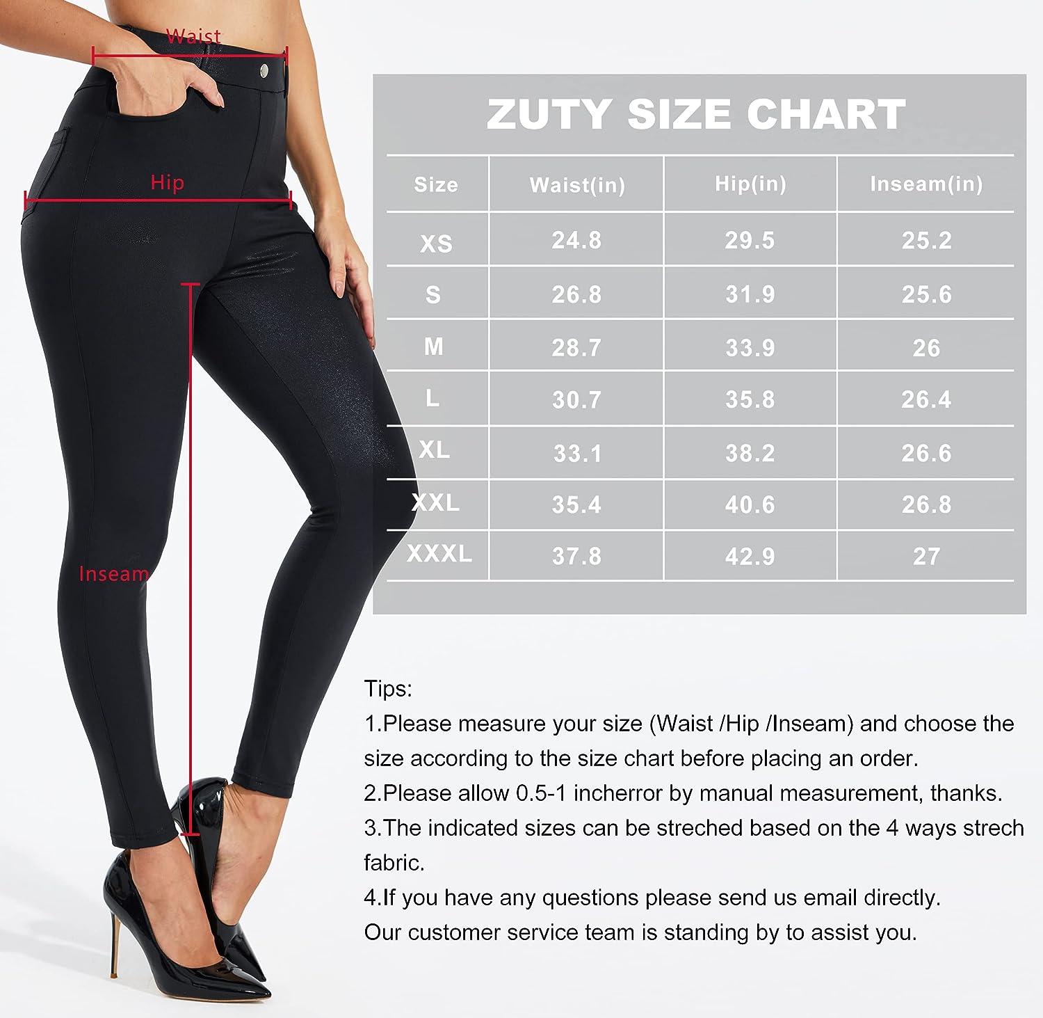 ZUTY 26 Faux Leather Leggings Pants High Waisted Leather Pants for Women  Stretch with Pockets Black Medium