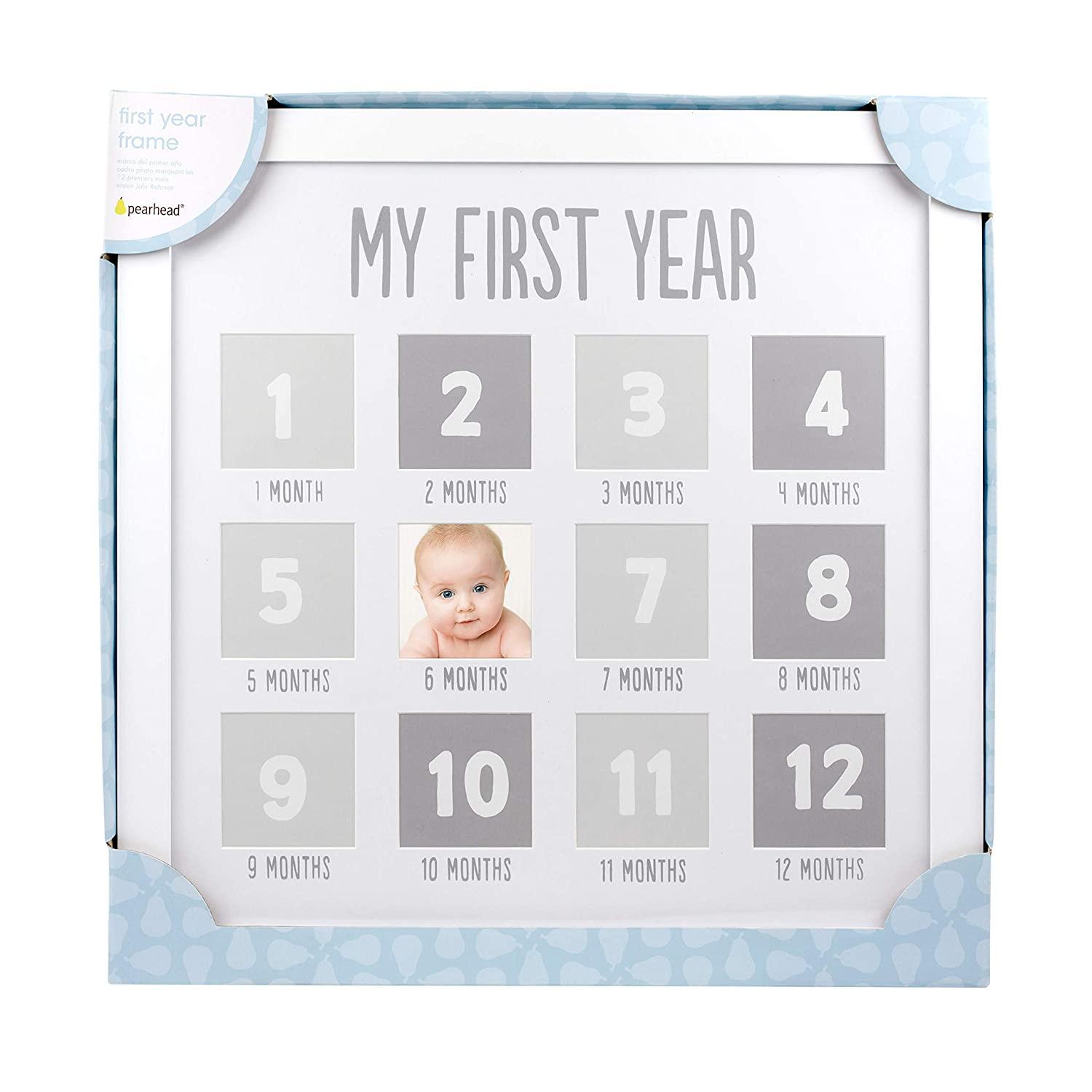 Pearhead My First Year Photo Moments Baby Keepsake Picture Frame, Babys First Year Photo Frame