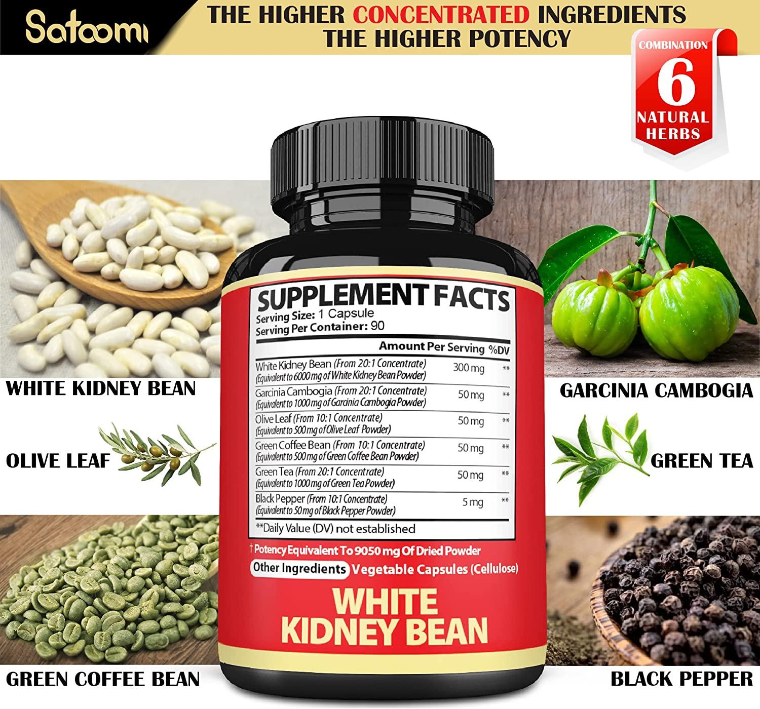 Pure White Kidney Bean Extract Carb Blocker Capsules 6 Herbal