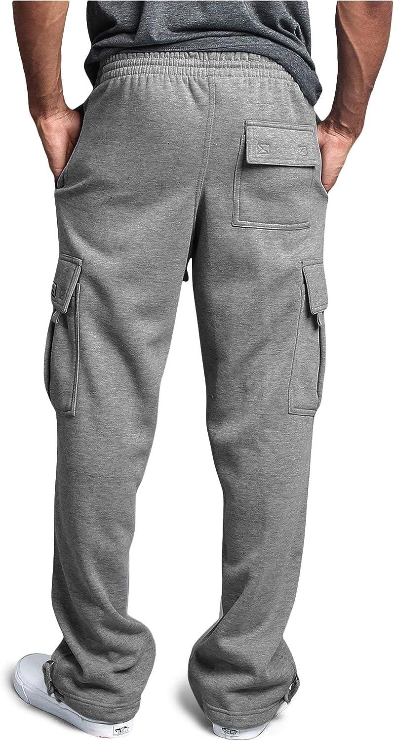 G-Style USA Men's Solid Fleece Heavyweight Cargo Pants Medium Gray