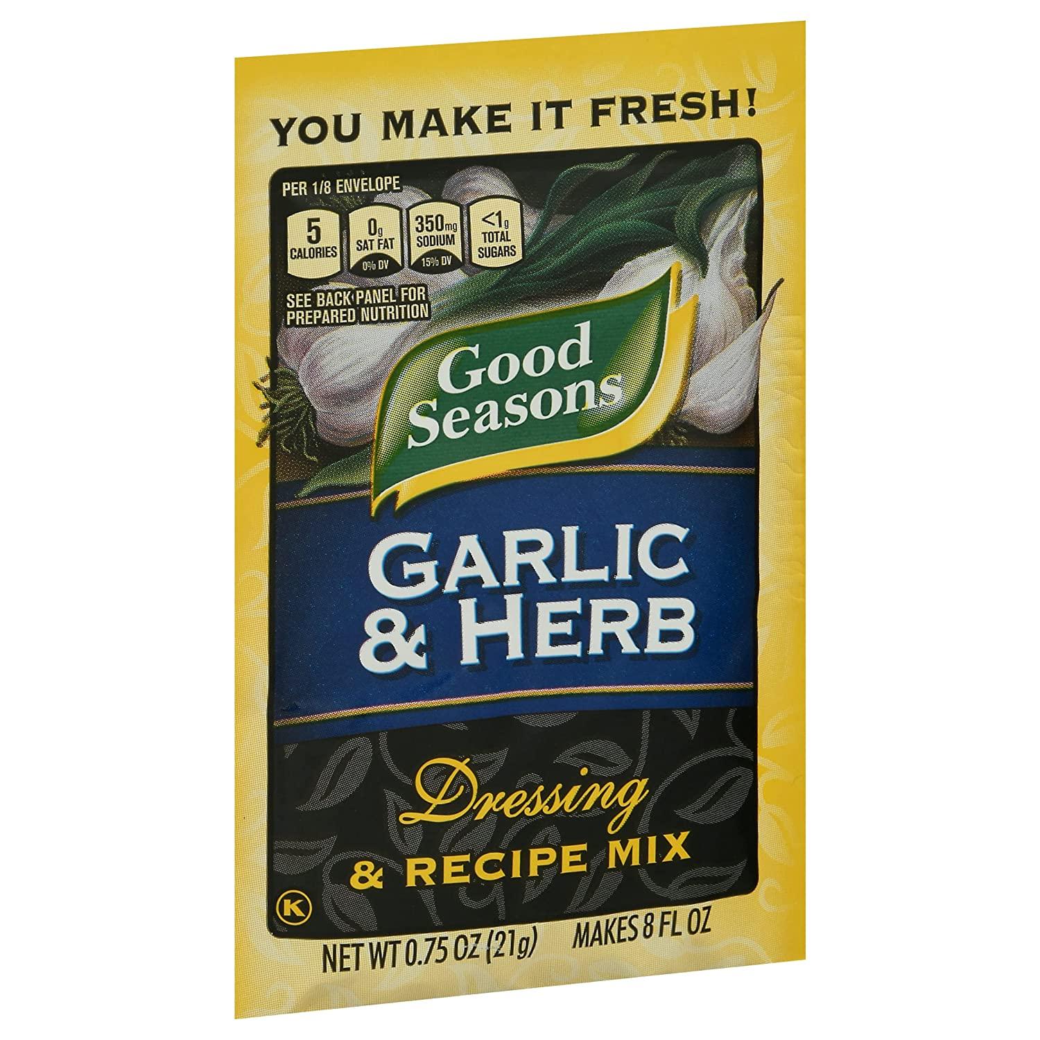 Good Seasons Salad Dressing & Recipe Mix, Garlic & Herb, 0.75 oz, 6 pk