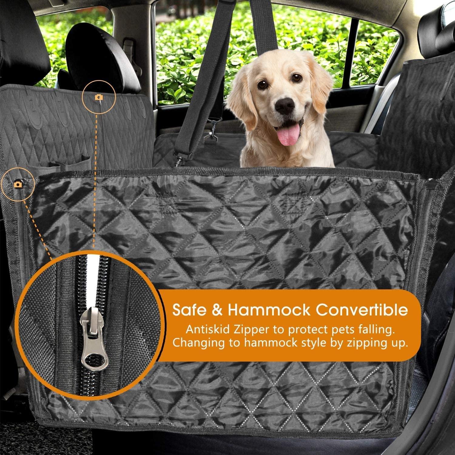 Enkarl Dog Car Seat Cover, Convertible Dog Hammock Scratchproof Pet Car  Seat Cover with Mesh Window, Storage Bag and Seat Belts, Durable Nonslip  Dog