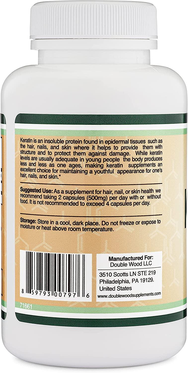 Keratin Hair Growth Vitamin (500mg per Serving, 120 Pills) Keratin Hair  Treatment for Men and Women (Vital Protein for Hair, Skin, and Nails) by  Double Wood Supplements