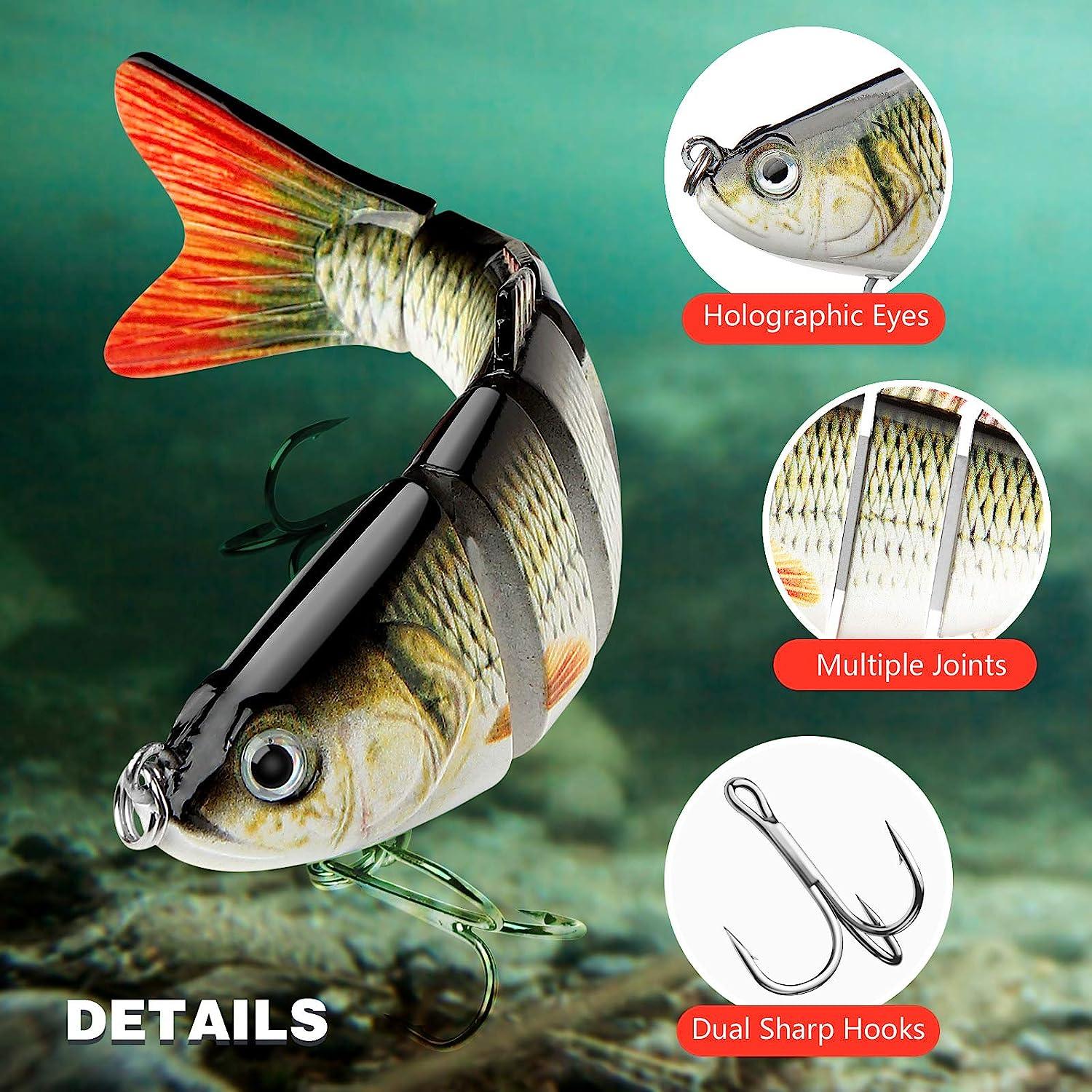 CharmYee Bass Fishing Lure Topwater Bass Lures Fishing Lures Multi Jointed  Swimbait Lifelike Hard Bait Trout Perch A-4,0.7oz