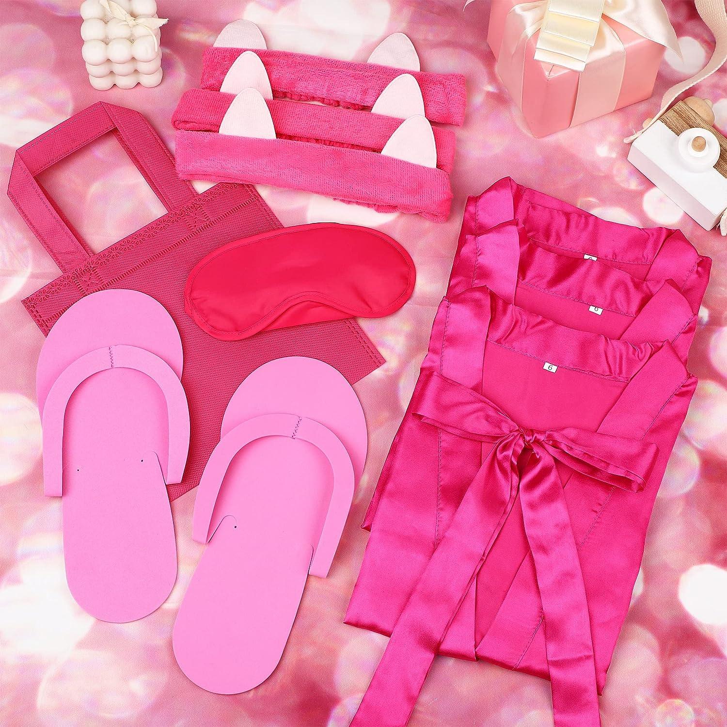 SOMSOC 30-Piece Spa Party Costume Set for Girls Satin Kimono