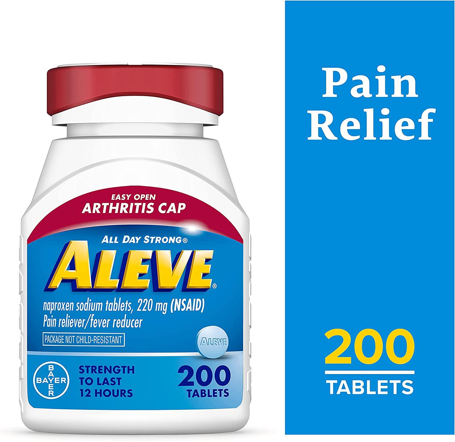 200 Count Aleve Easy Open Arthritis Cap Tablets for Pain Relief