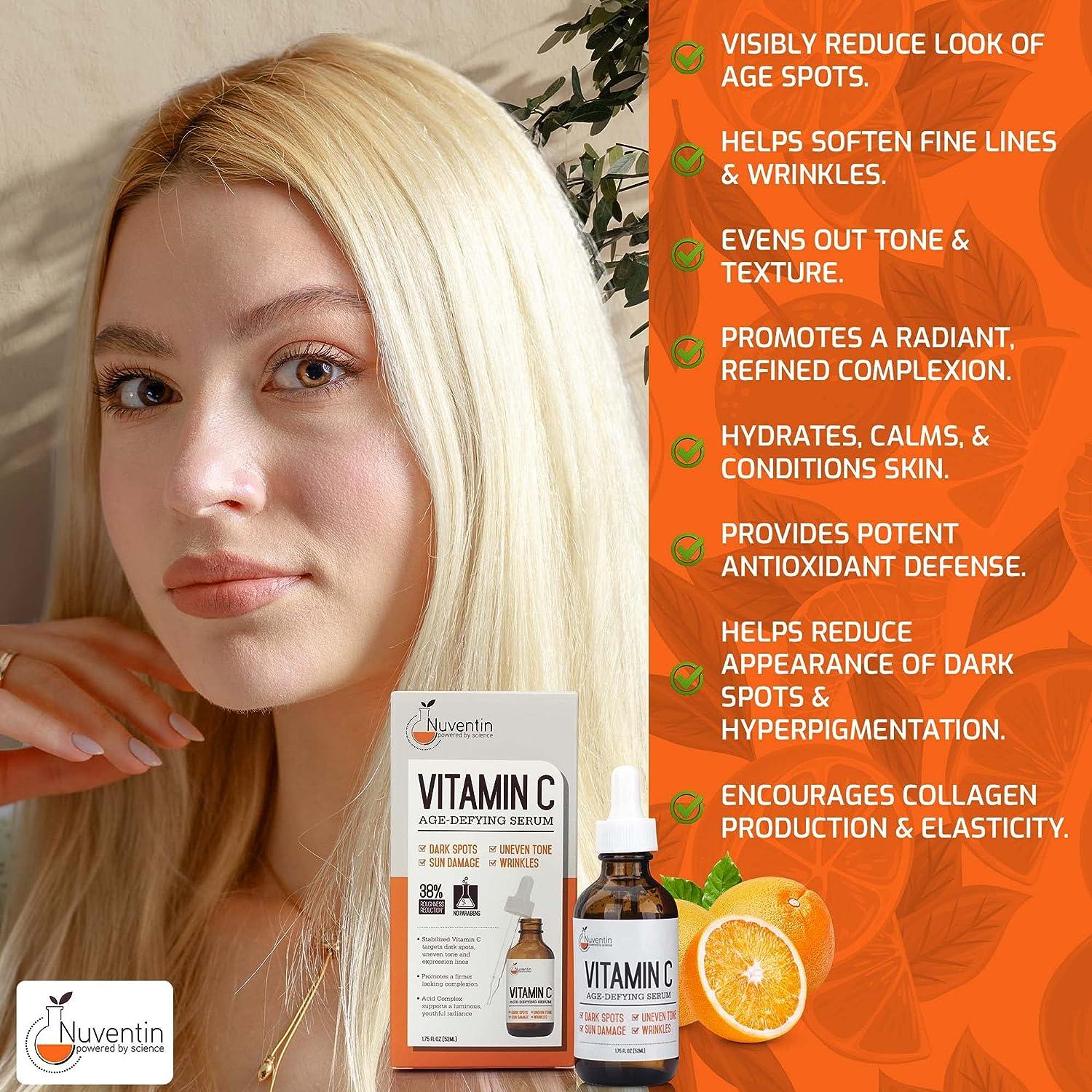 Nuventin Pure Vitamin C Facial Serum Skin Care AntiAging Moisturizer Vitamin C Face Booster W