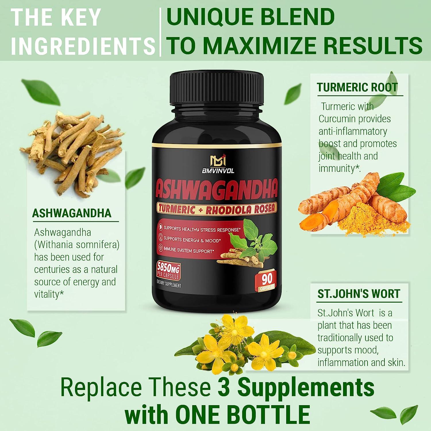 (3 Months Supply) Ashwagandha Capsules 5850 mg Mood & Energy Support