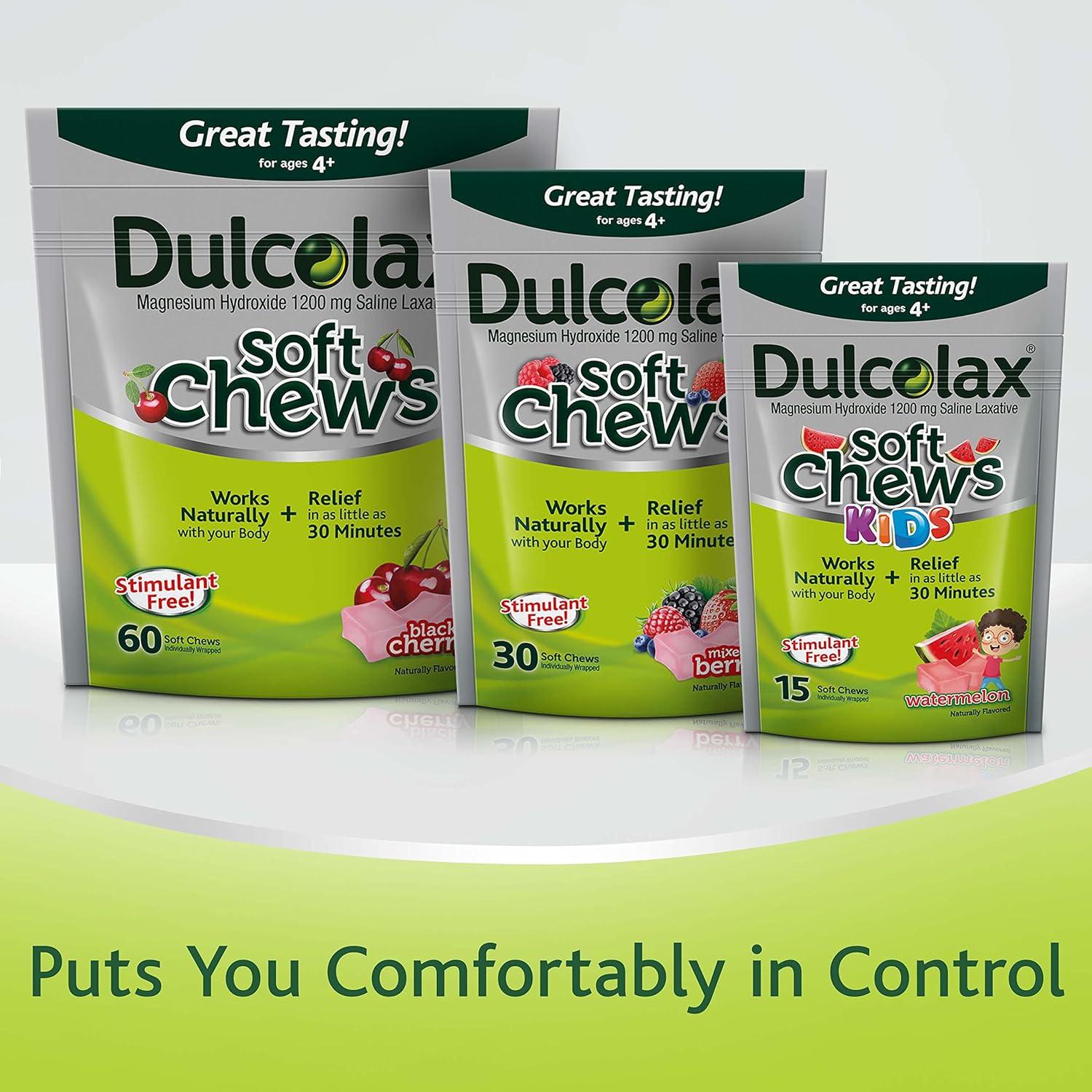 Dulcolax Soft Chews Black Cherry Laxative 60ct Magnesium Hydroxide