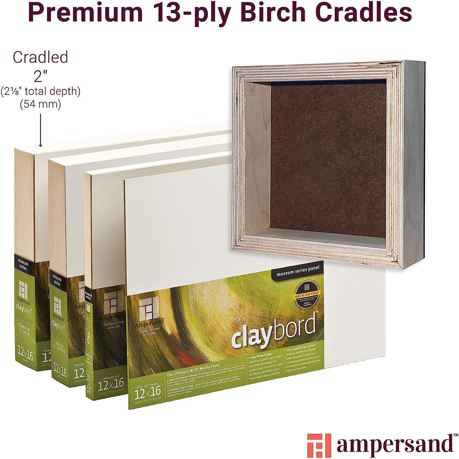 Ampersand Art Supply Wood Painting Panel Museum Series Claybord, 10" x