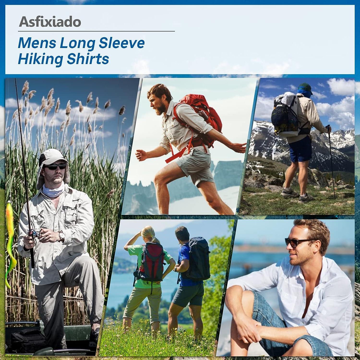 Asfixiado Mens Long Sleeve Fishing Shirts UV Protection UPF 50 +