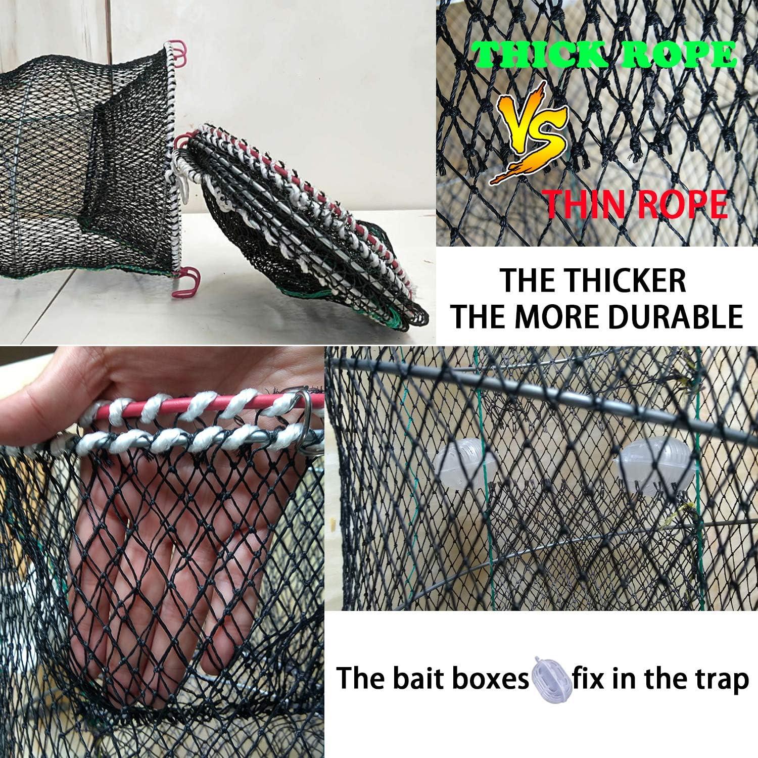 AncBace Crab Trap Fishing Traps Line Net Fishing Accessories Lobster Shrimp  Cage Bait Case Poetable Folded