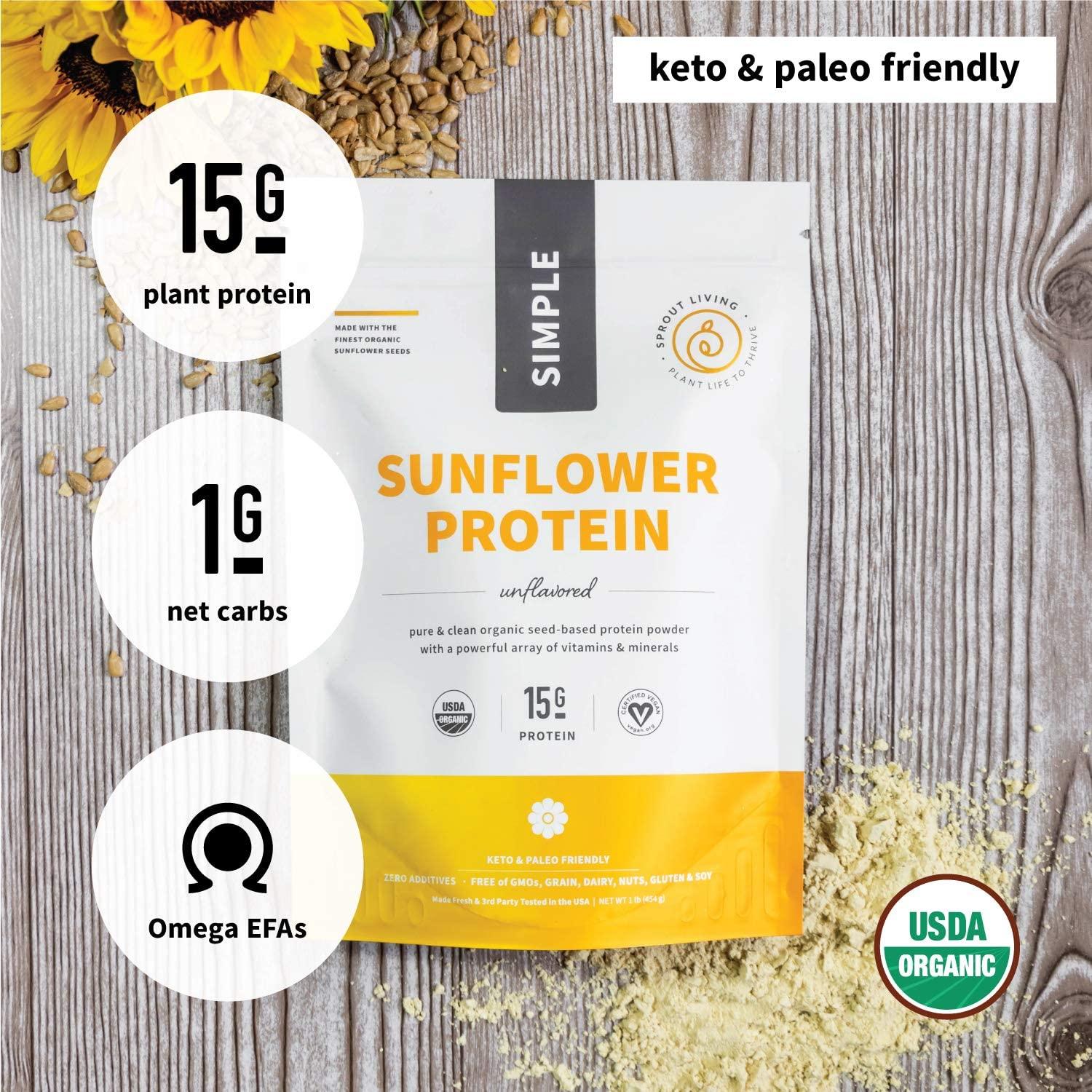 Sprout Living Simple Sunflower Seed Protein Powder 15g Organic Plant