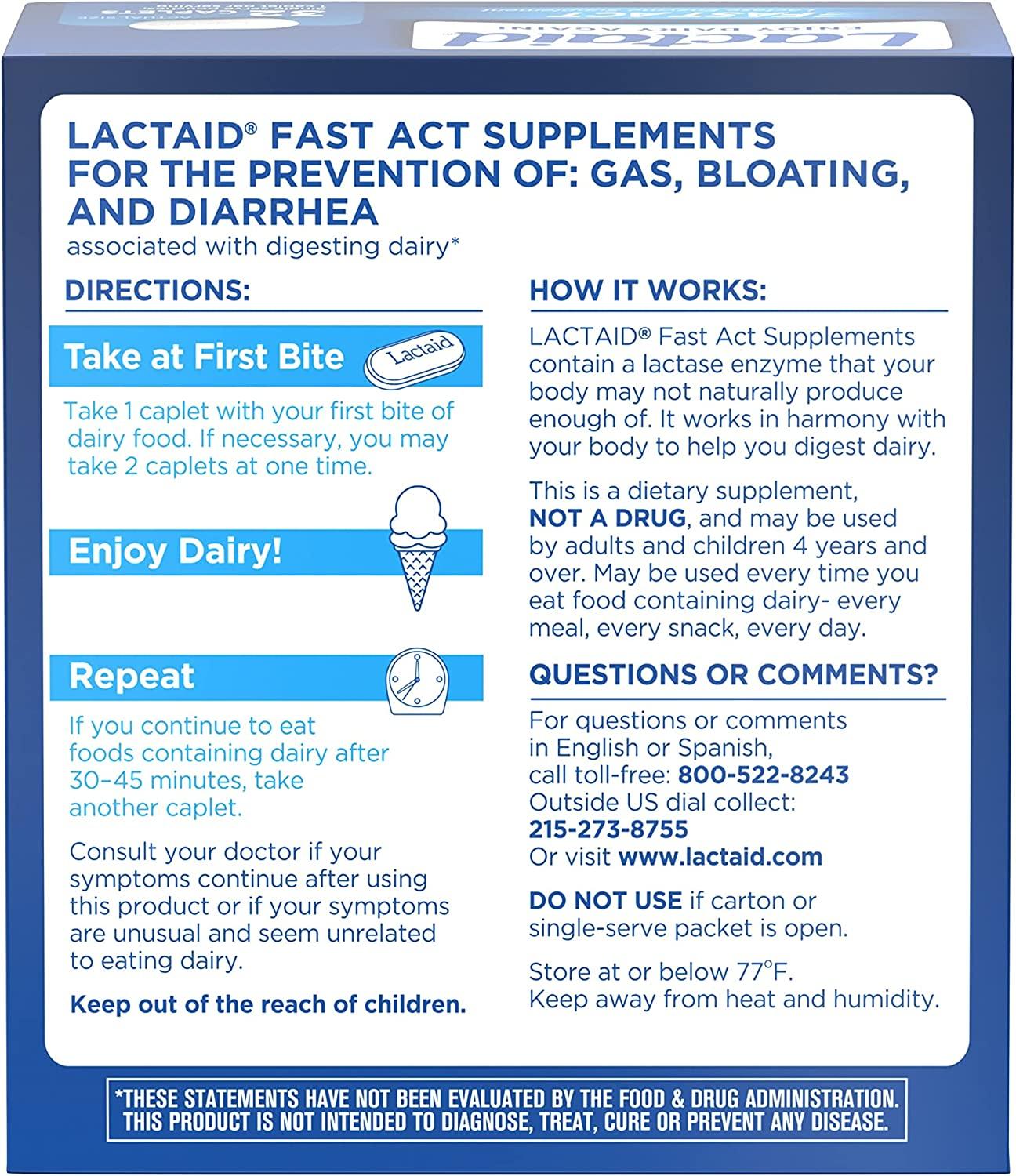 Lactaid Fast Act Lactose Intolerance Relief Caplets 32 Travel Packs