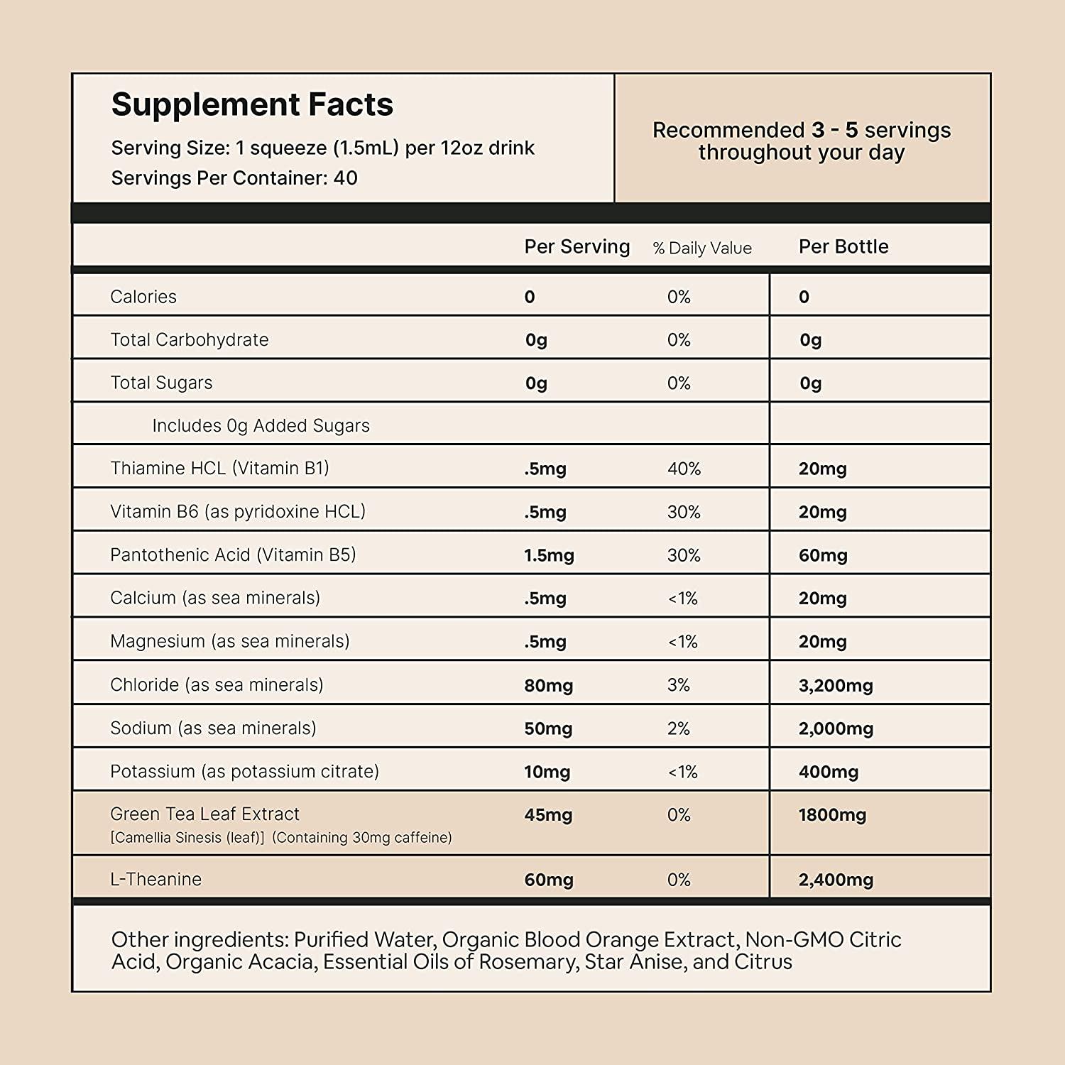 Buoy Energy Electrolyte Drops 40 Servings Caffeine from Green Tea