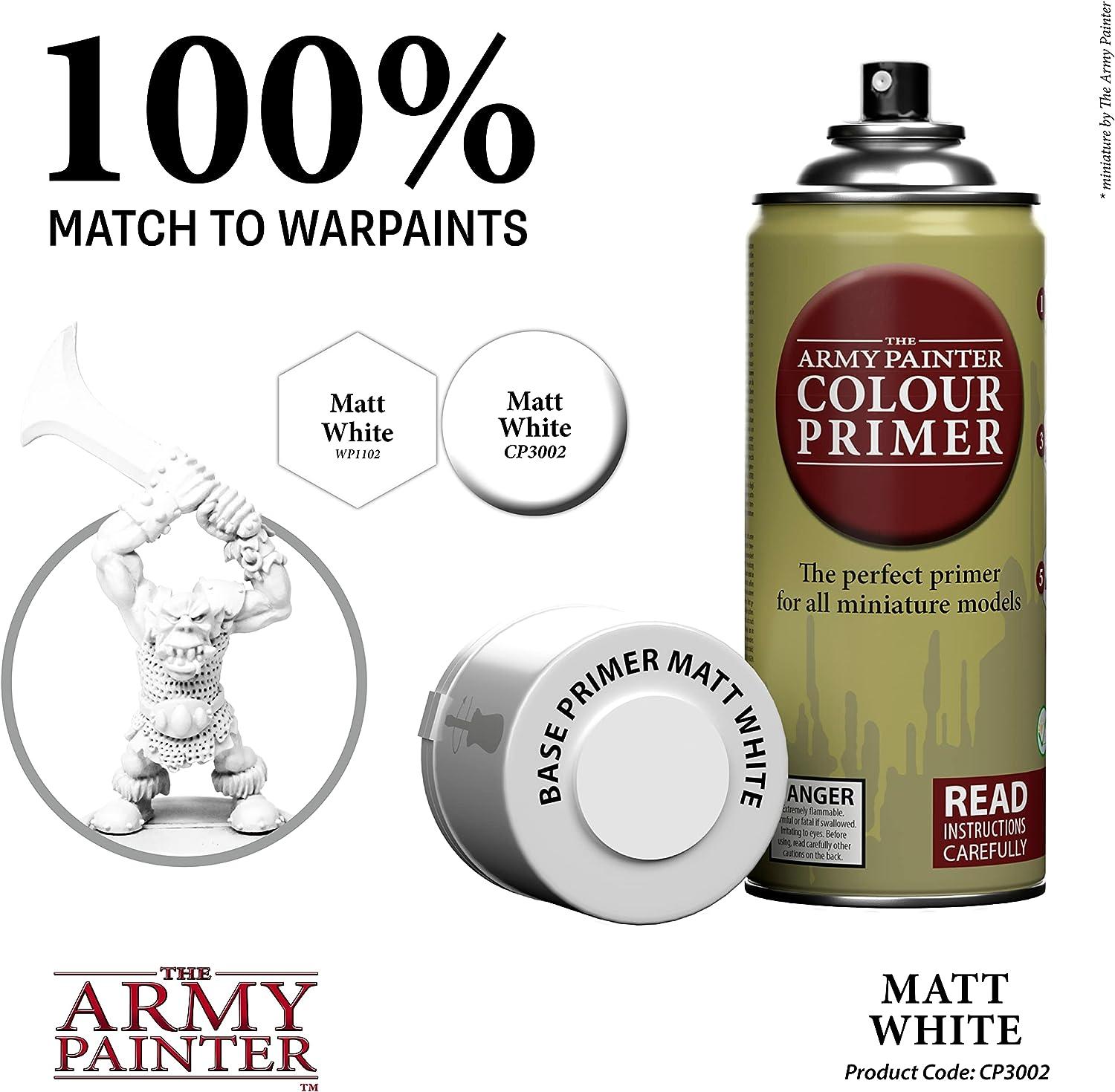 The Army Painter Color Primer Spray Paint Matt White 400ml 13.5oz - Acrylic  Spray Undercoat for Miniature Painting- Spray Primer for Plastic Miniatures