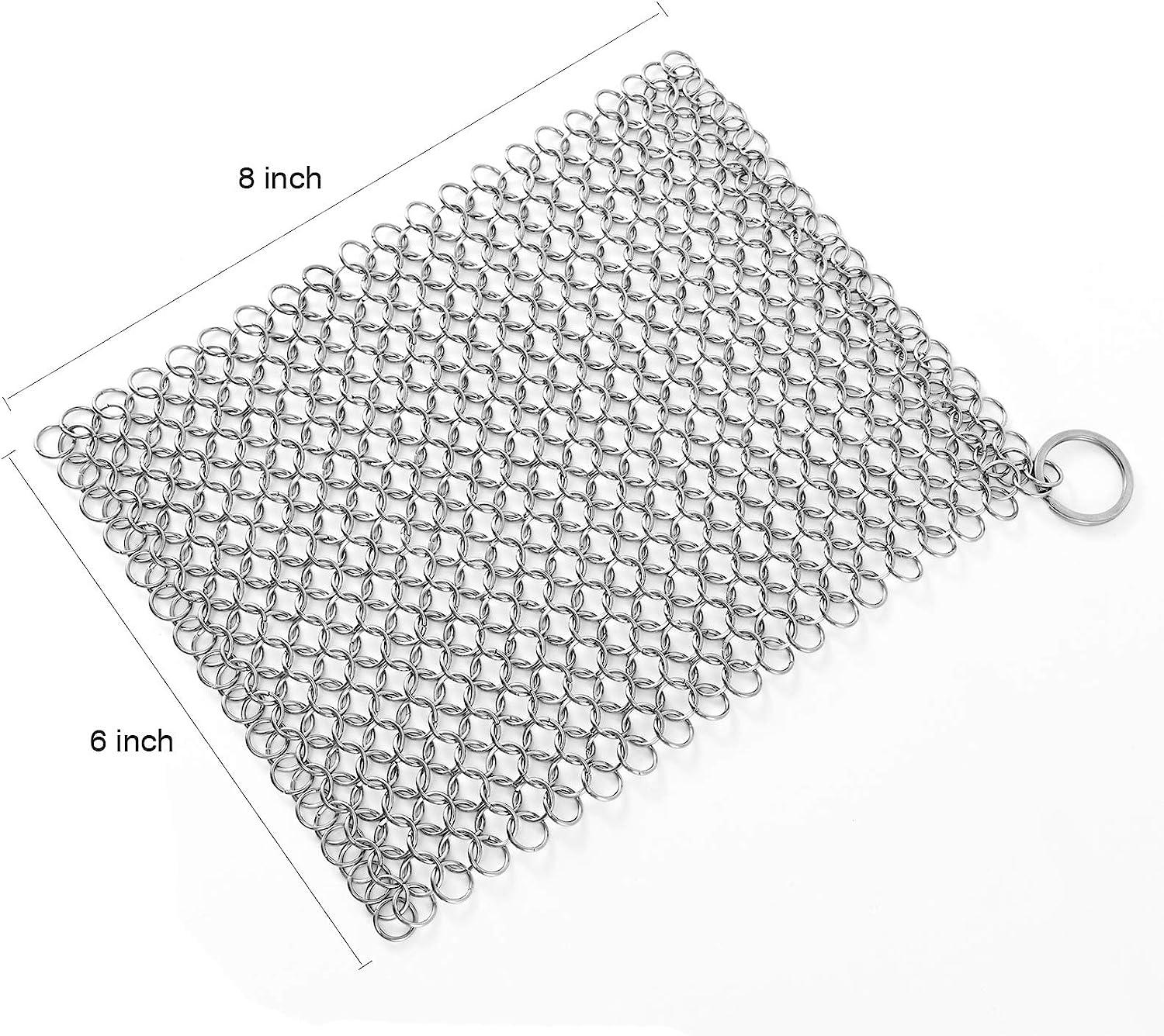 Premium 8x6 Square Cast Iron Cleaner Stainless Steel Scrubber for