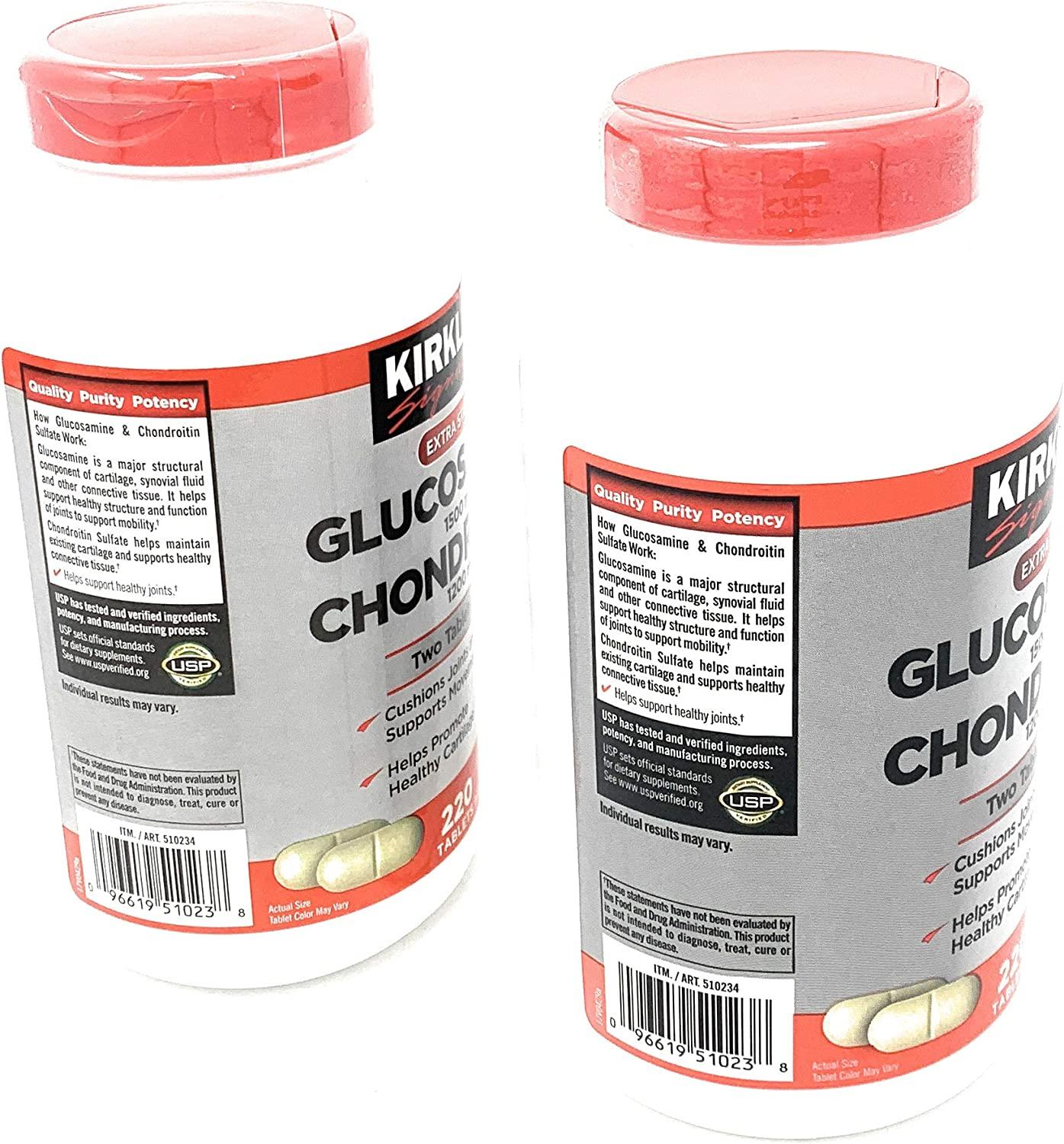 Kirkland Signature Extra Strength Glucosamine 1500mg/Chondroitin 1200mg, 220 Count (2 Pack)
