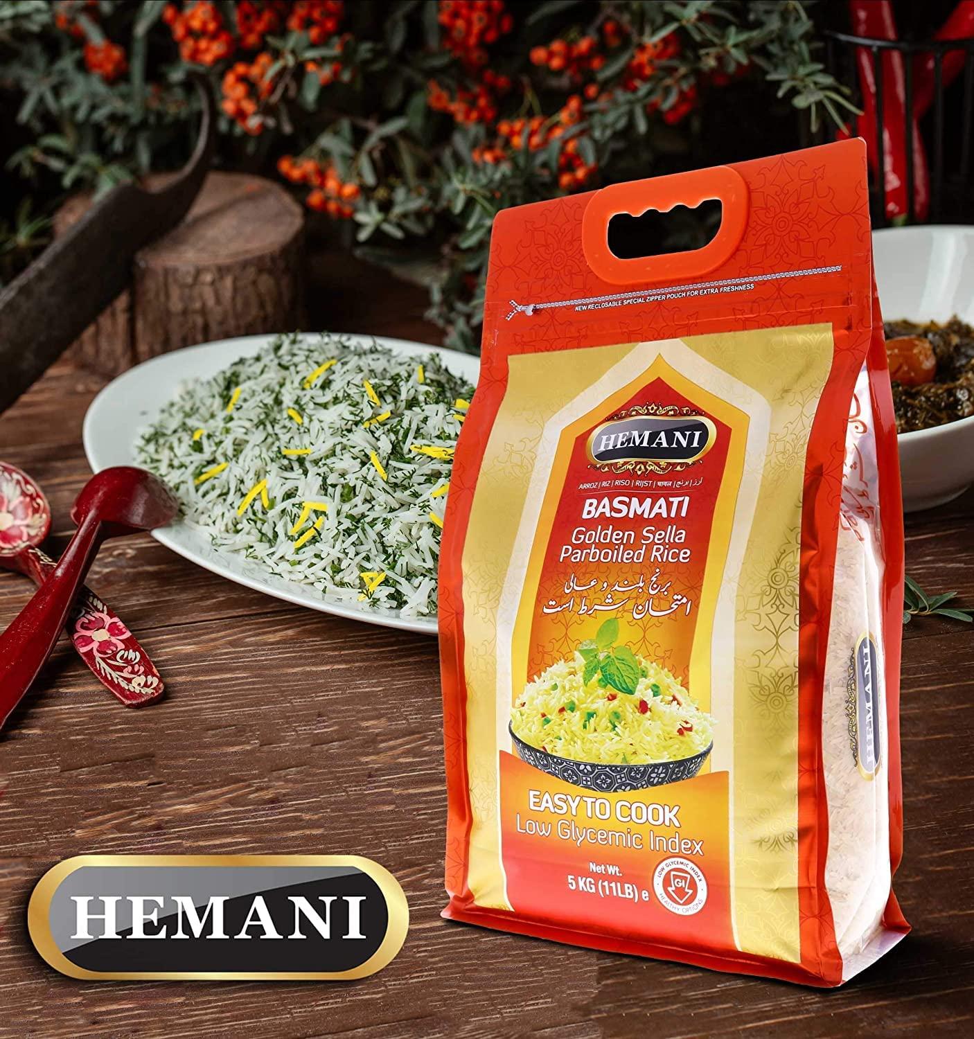 HEMANI Basmati Golden Sella Parboiled Rice 11LB Great Value Savings