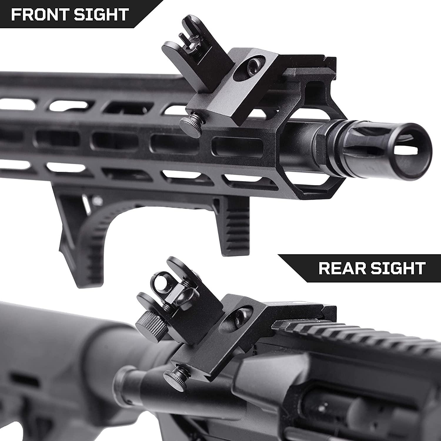 TACTICON 45 Degree Offset Flip Up Iron Sights for Rifle Includes Front