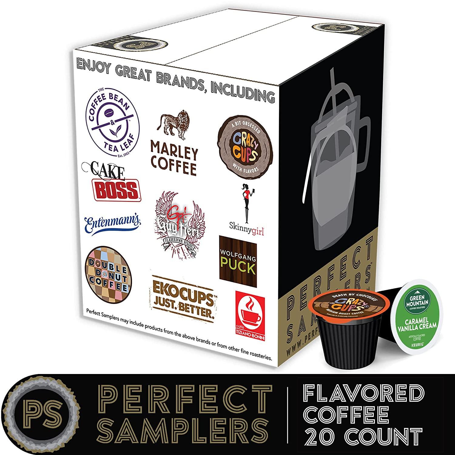 Flavored Coffee Pods Variety Pack - Hazelnut, Caramel & More - 20 Count -  For Keurig K Cups Brewers -