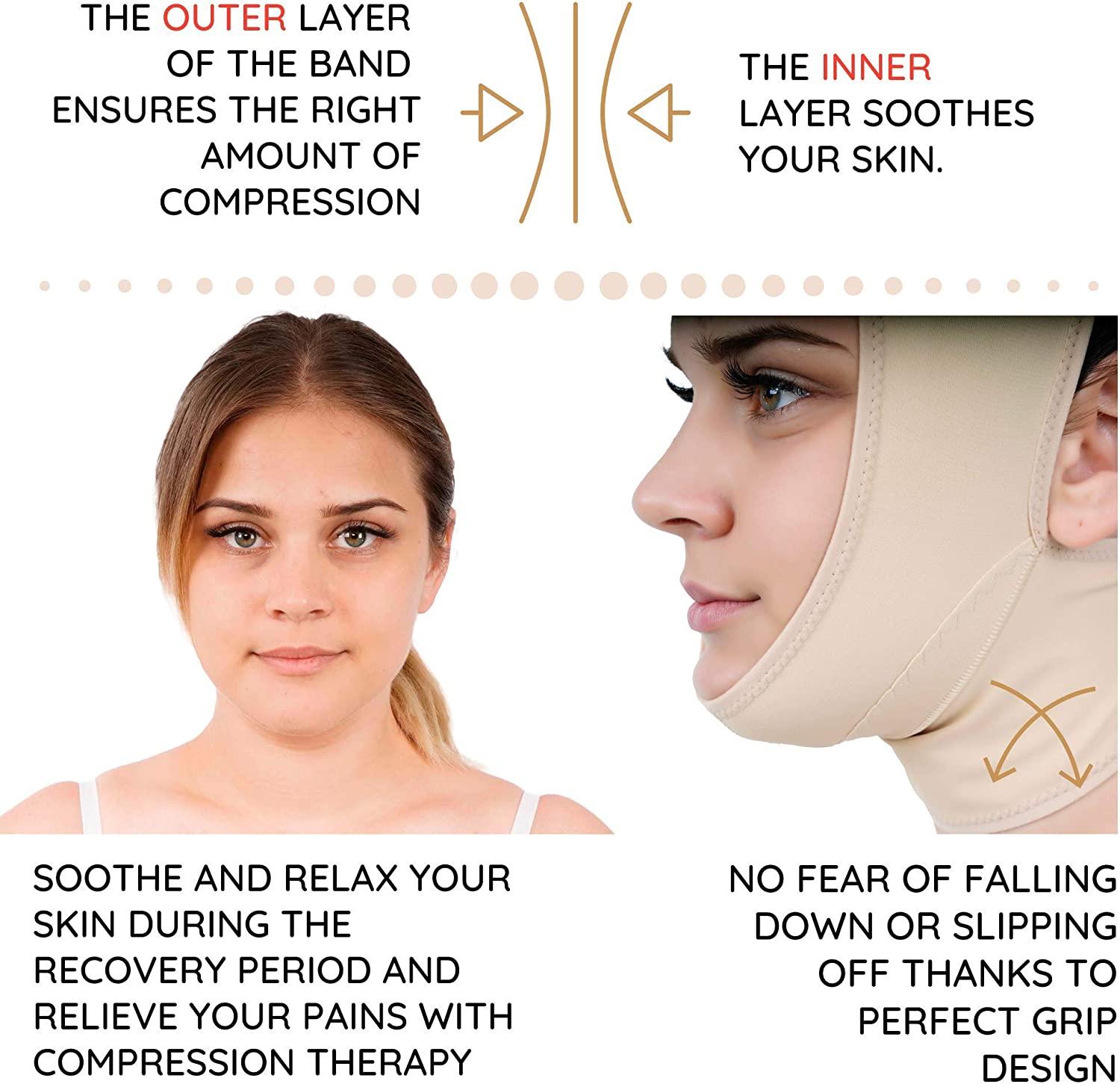 Post Surgery Neck and Chin Compression Garment Wrap Bandage for Women