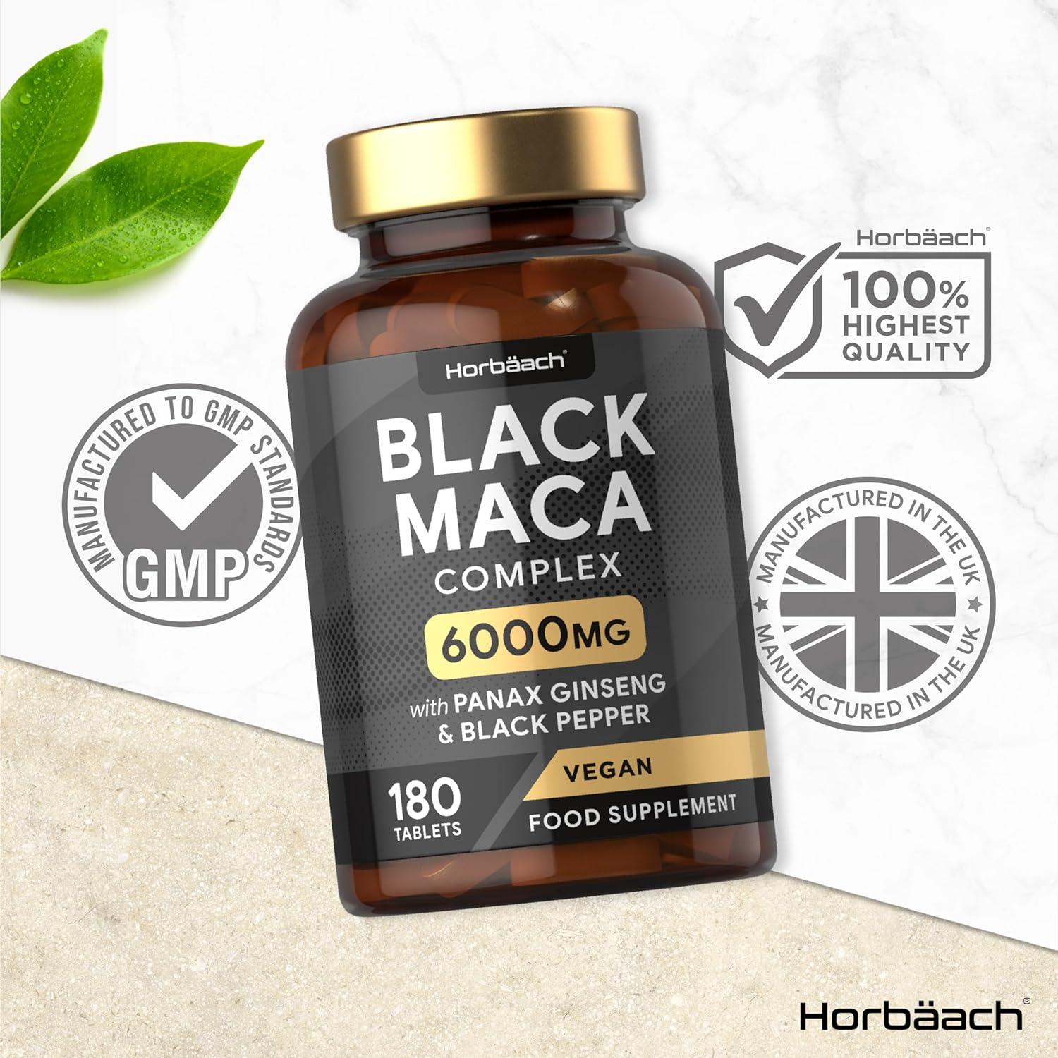 Maca Root Capsules 6000mg High Strength Black Maca Complex with