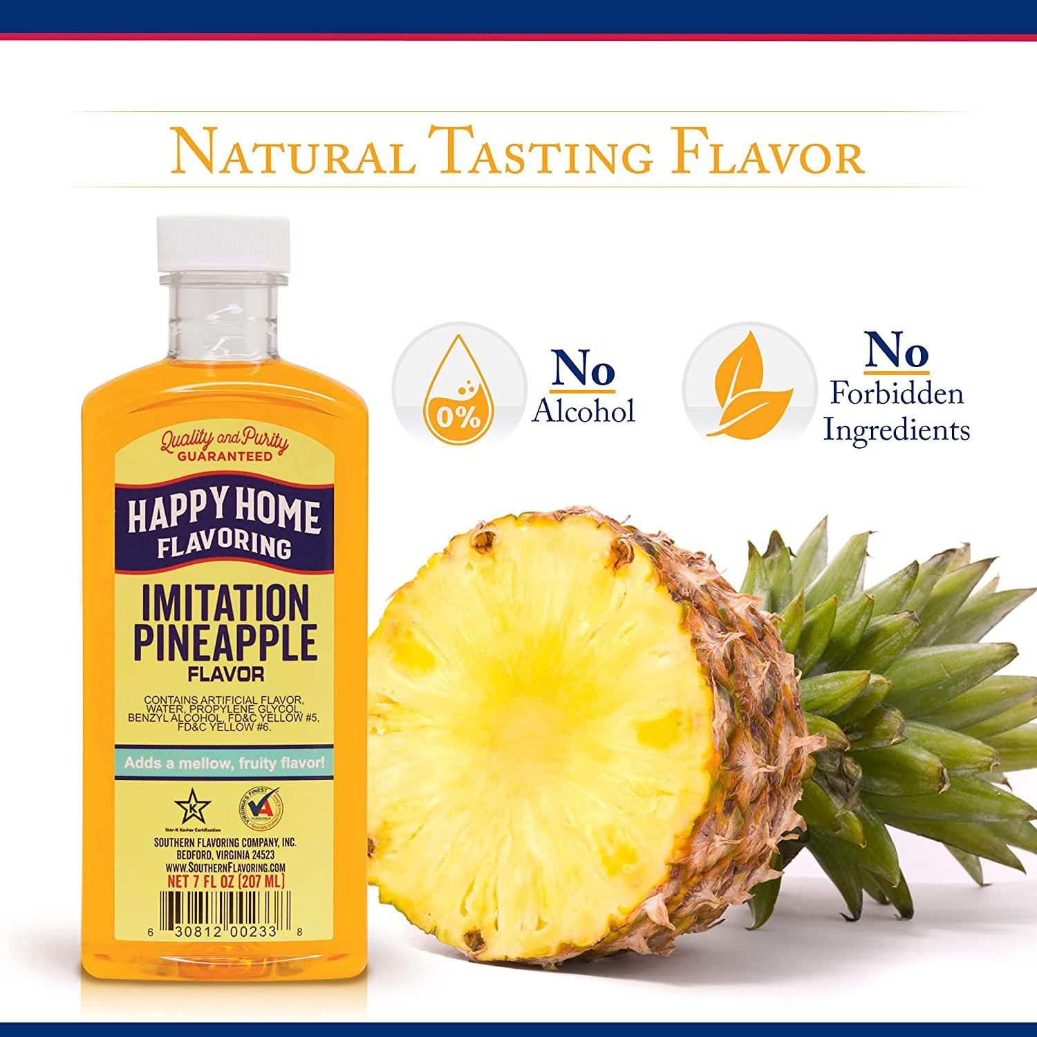 Happy Home Imitation Pineapple Flavoring, Non-Alcoholic, Certified Kosher,  7 oz.