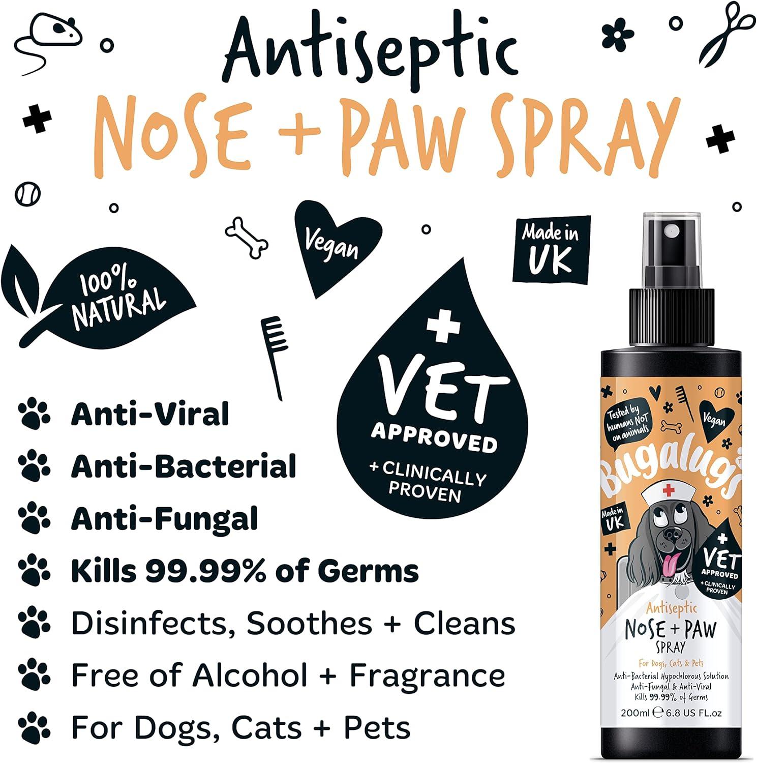 BUGALUGS Nose & Paw Dog Antiseptic spray 200ml Antibacterial Antifungal