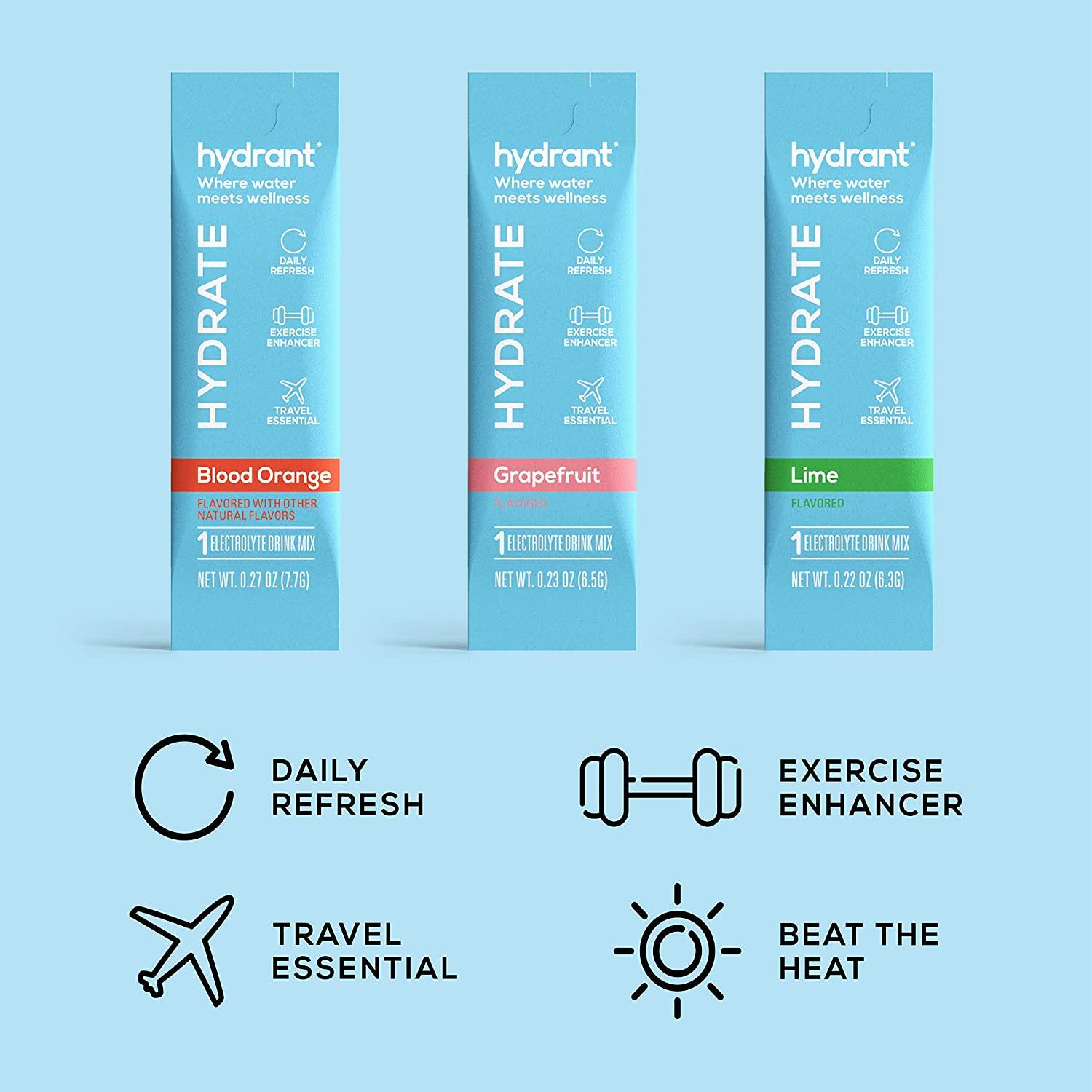 Hydrant Hydrate 30 Stick Packs, Electrolyte Powder Rapid Hydration Mix