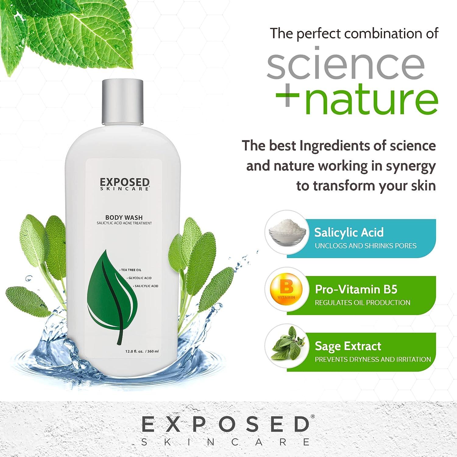 Exposed Skin Care Back and Body Acne Wash Exfoliating Wash to Clean and Smooth your Body with