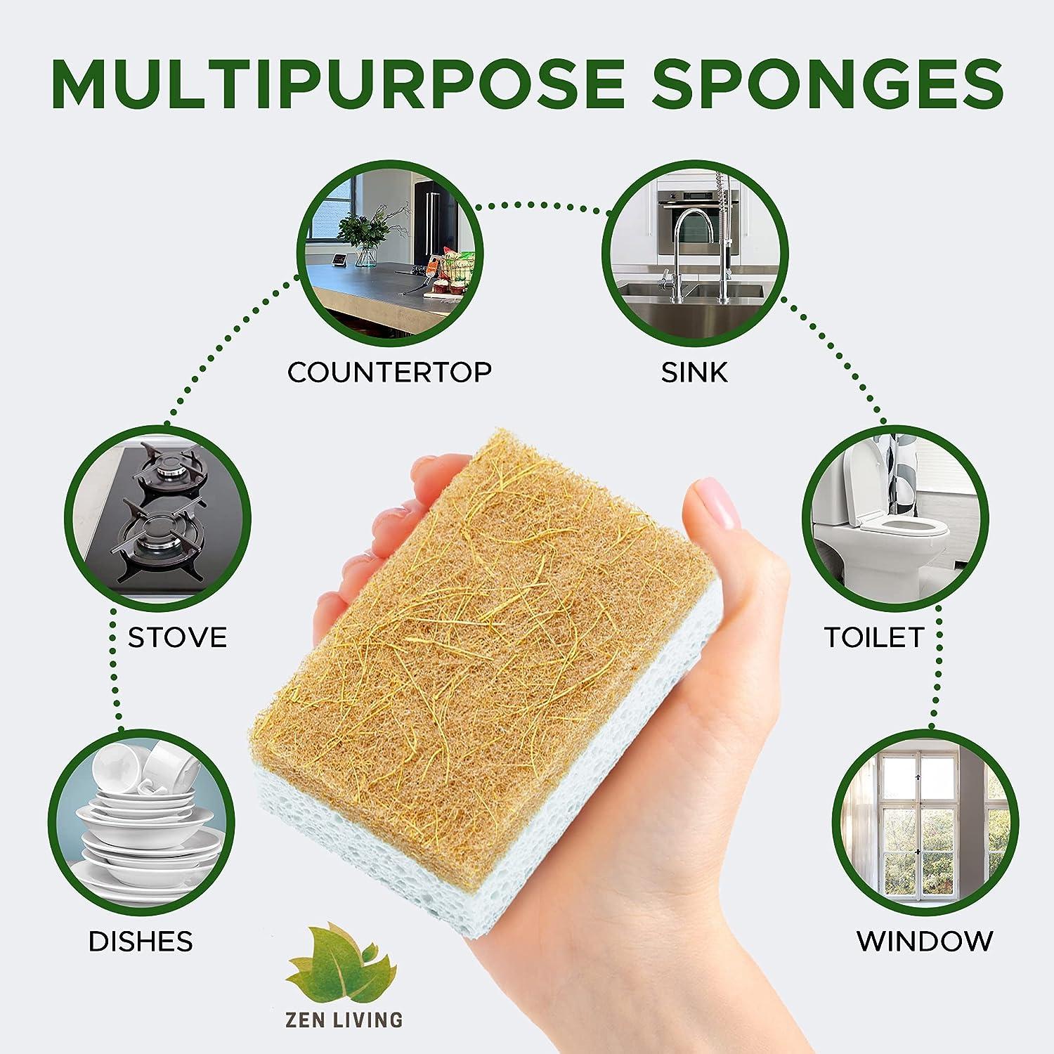 Natural Wooden Pulp Kitchen Sponges for Dishes Non-Scratch