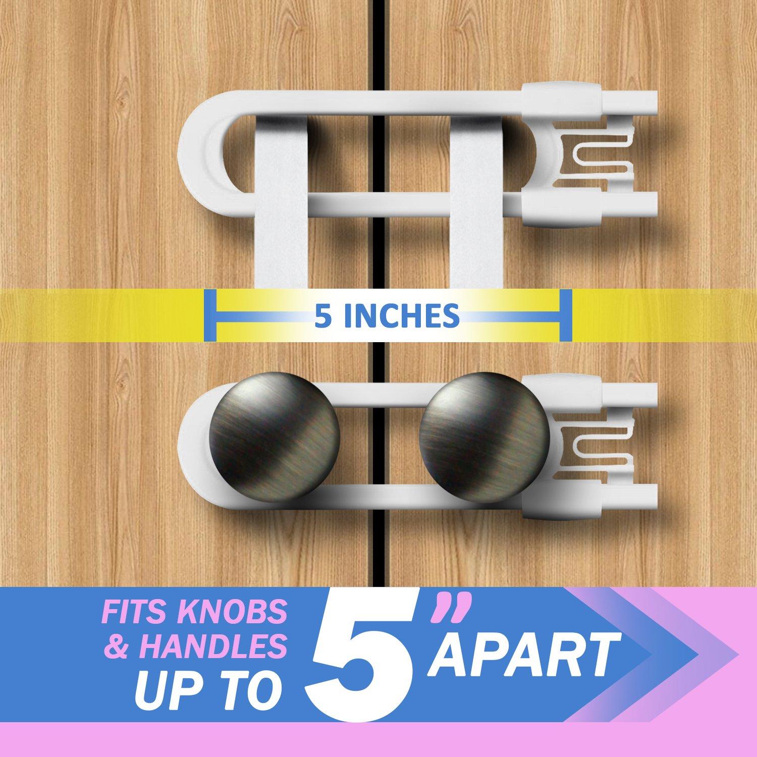 Child Safety Sliding Locks (4 Pack) Baby Proof Knobs, Handles