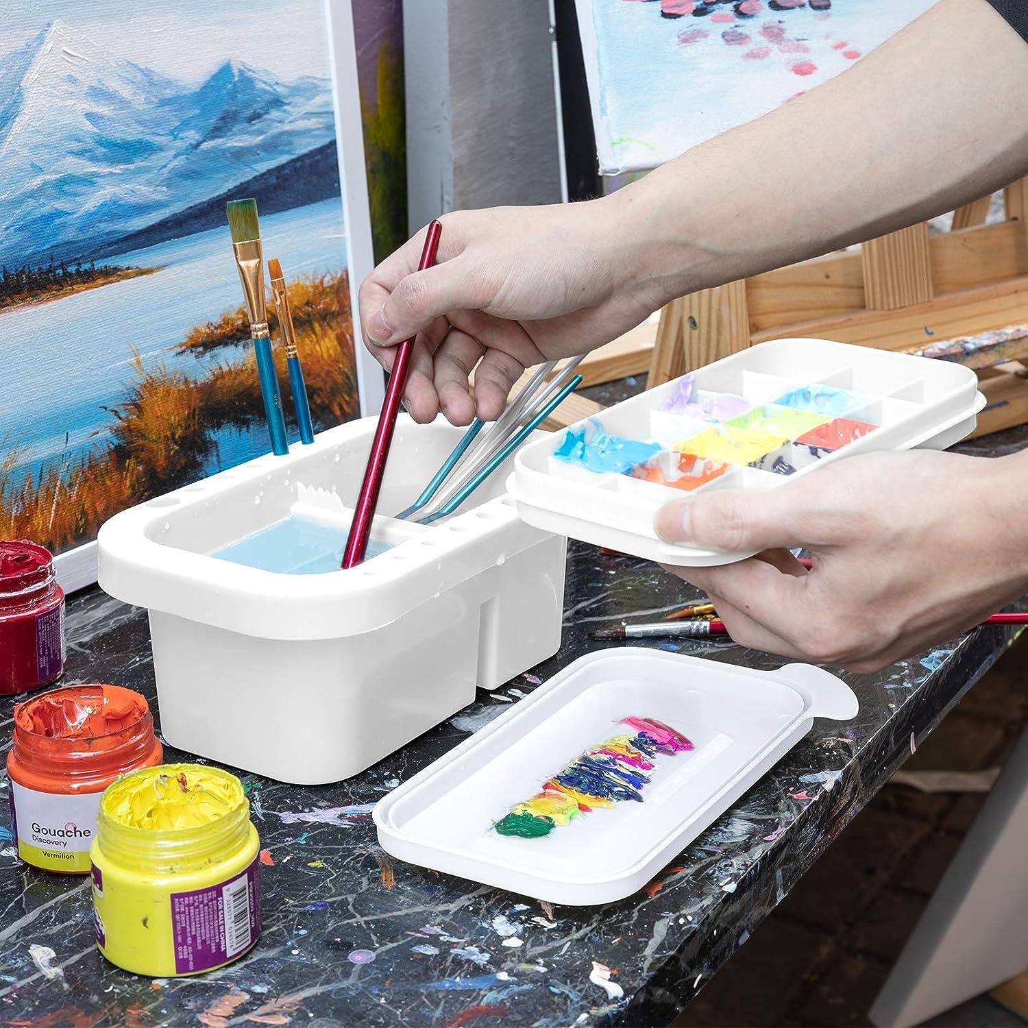 Paint Brush Cleaner, Paint Brush Holder and Organizers with Palette for  Acrylic, Watercolor, and Water-Based Paints