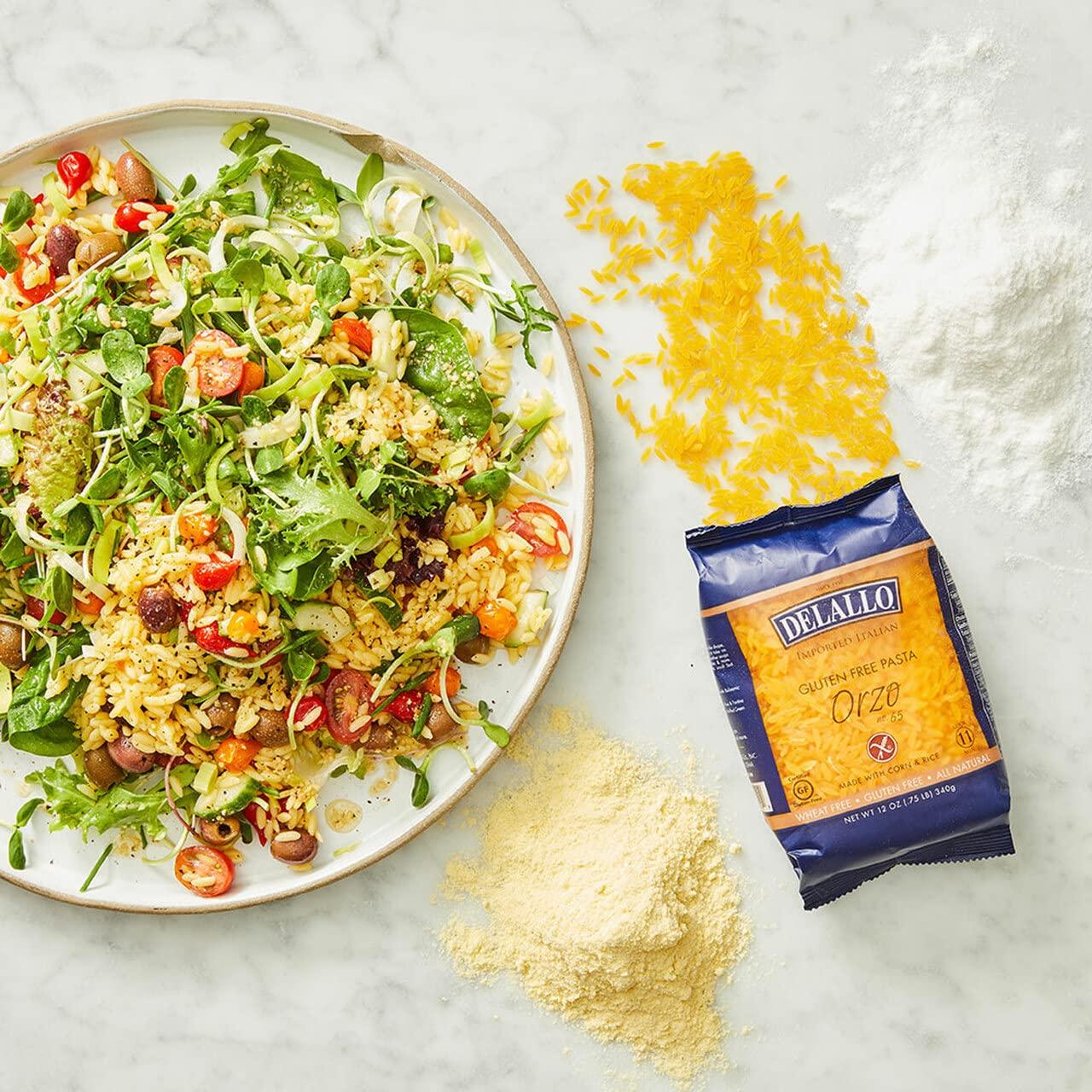 DeLallo Gluten Free Orzo Pasta Corn & Rice Blend Wheat Free 12oz Bag (2Pack)