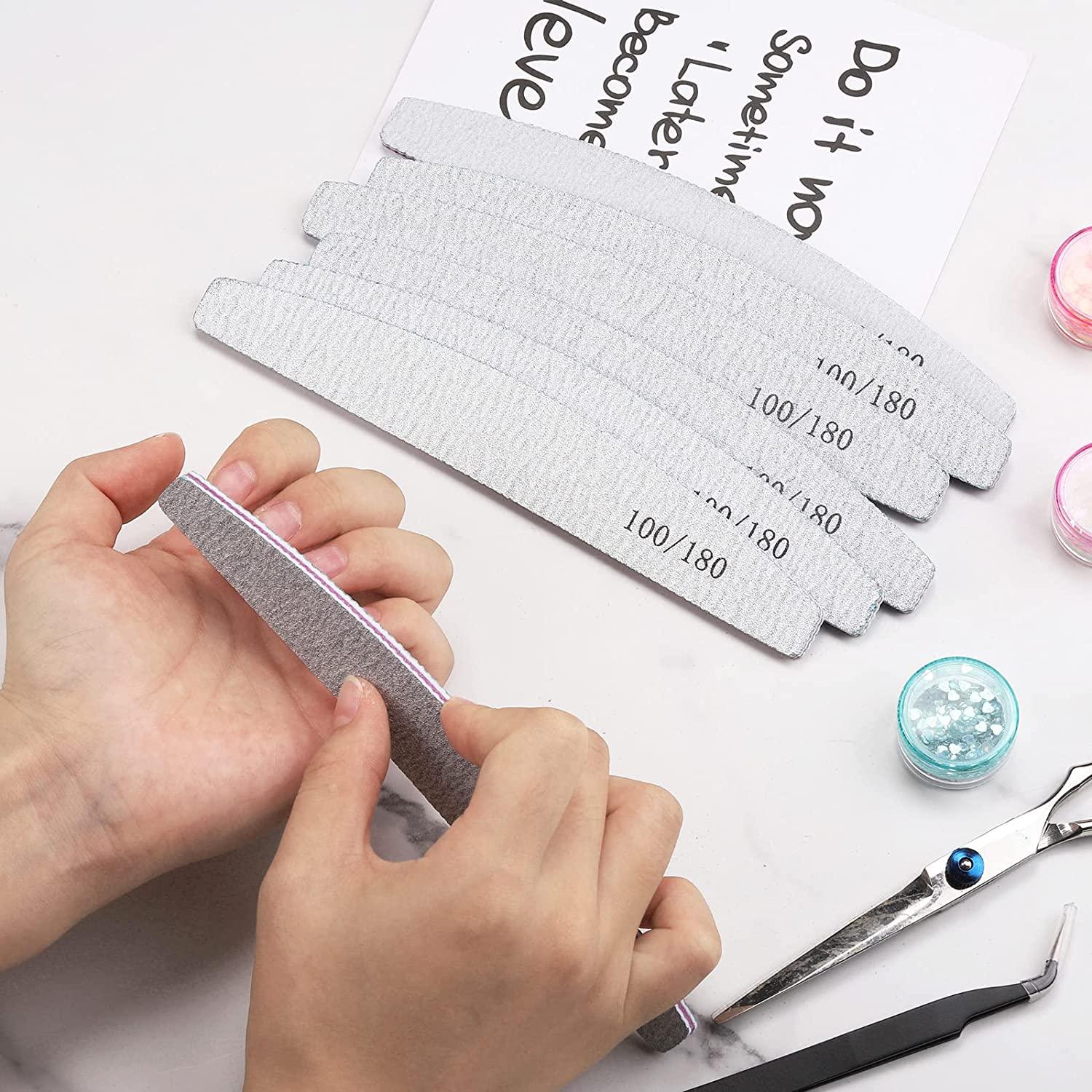 25 Pieces 100/180 Grits Nail Files and Buffers Professional Double Sided Emery Boards Manicure