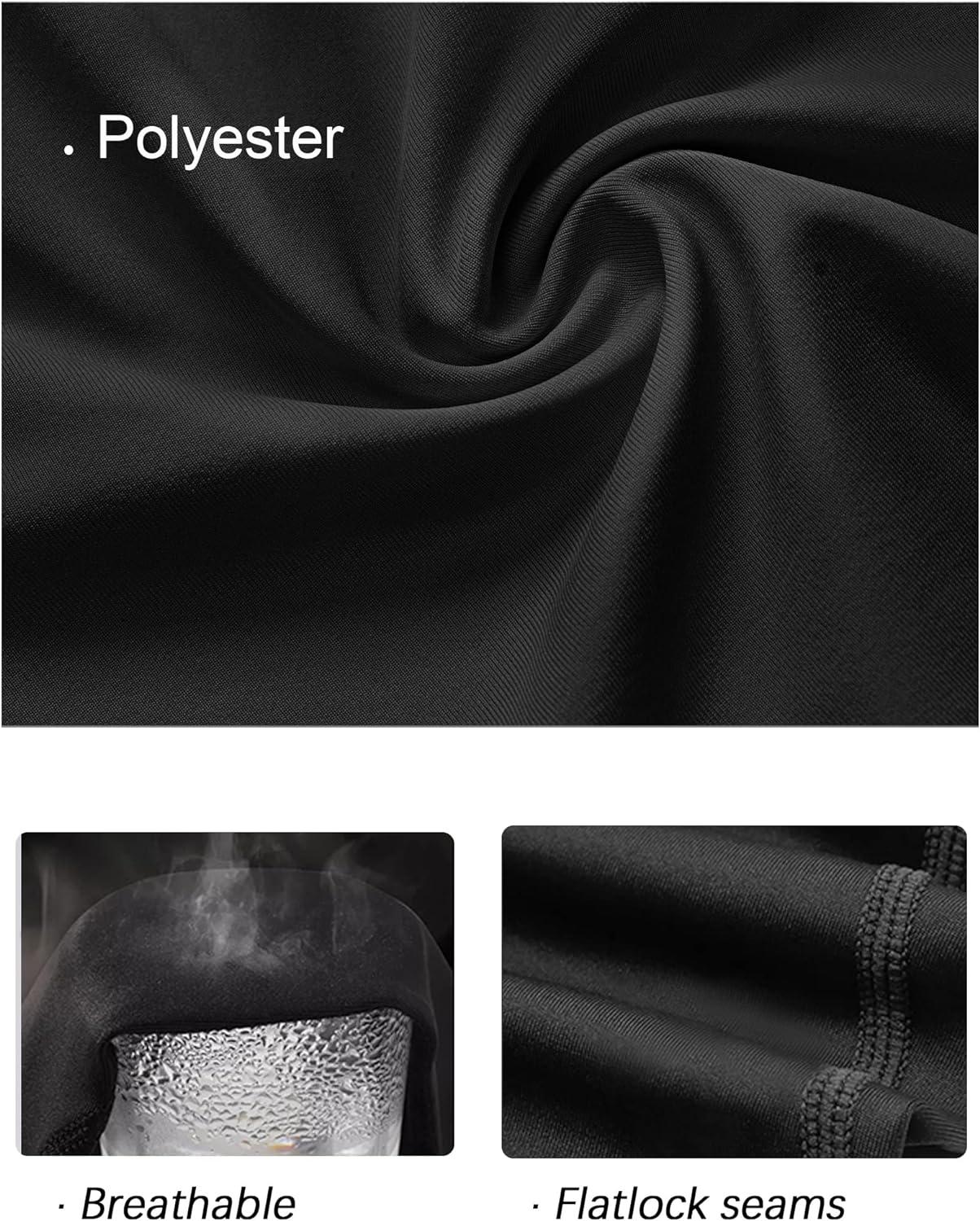 TELALEO - Leggings a compressione per ragazzi, in pile termico, strato base, collant a freddo (nessuna palla di fuoco sulla gamba) - Nero - M