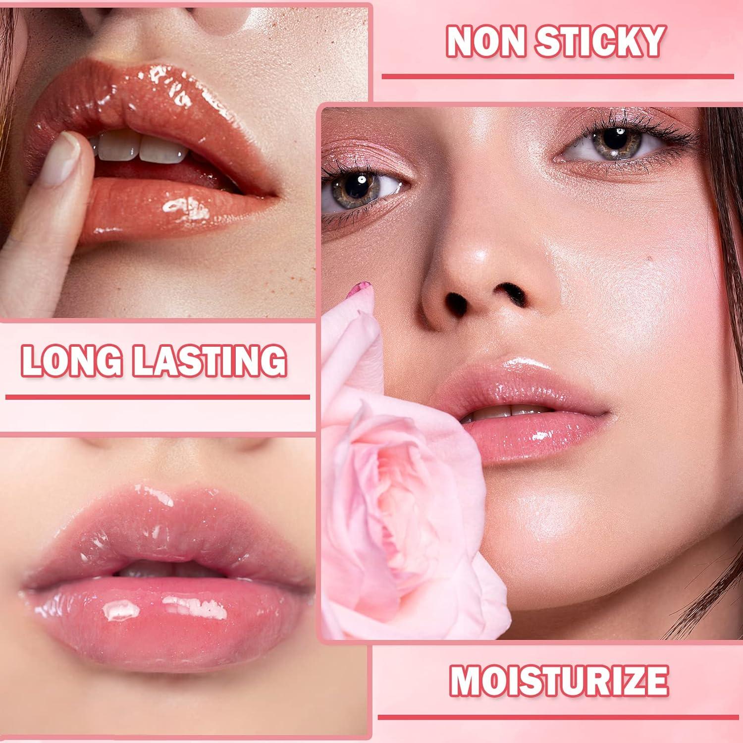 ZHISHUDL Plumping Lip Gloss Makeup Gift Cherry Red Lip Tint Stain for