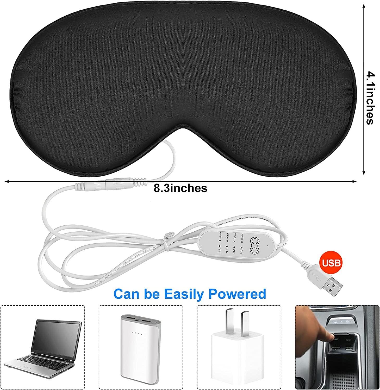 2 Pieces Silk Heated Eye Mask for Dry Eyes USB Steam Warm Compress for