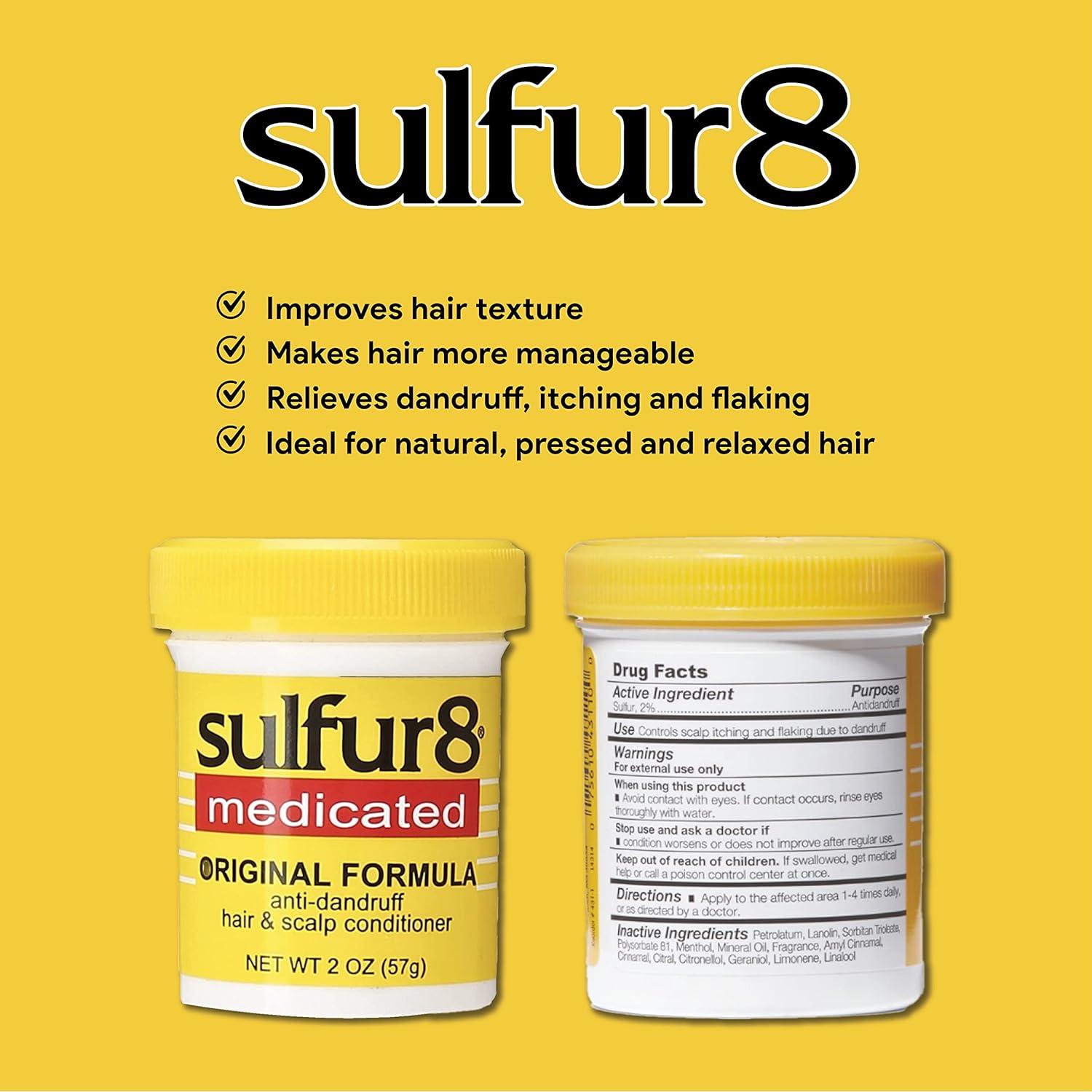 Sulfur 8 Medicated Original Formula AntiDandruff Hair and Scalp Conditioner 2 Oz (Pack of 2) 2