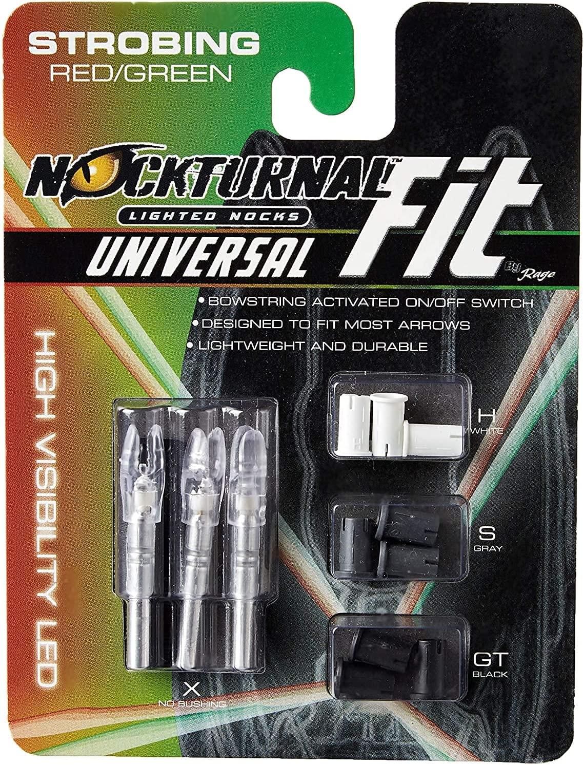 Nockturnal Fit Universal Size Green Lighted Arrow Archery Nocks, 3 Pack