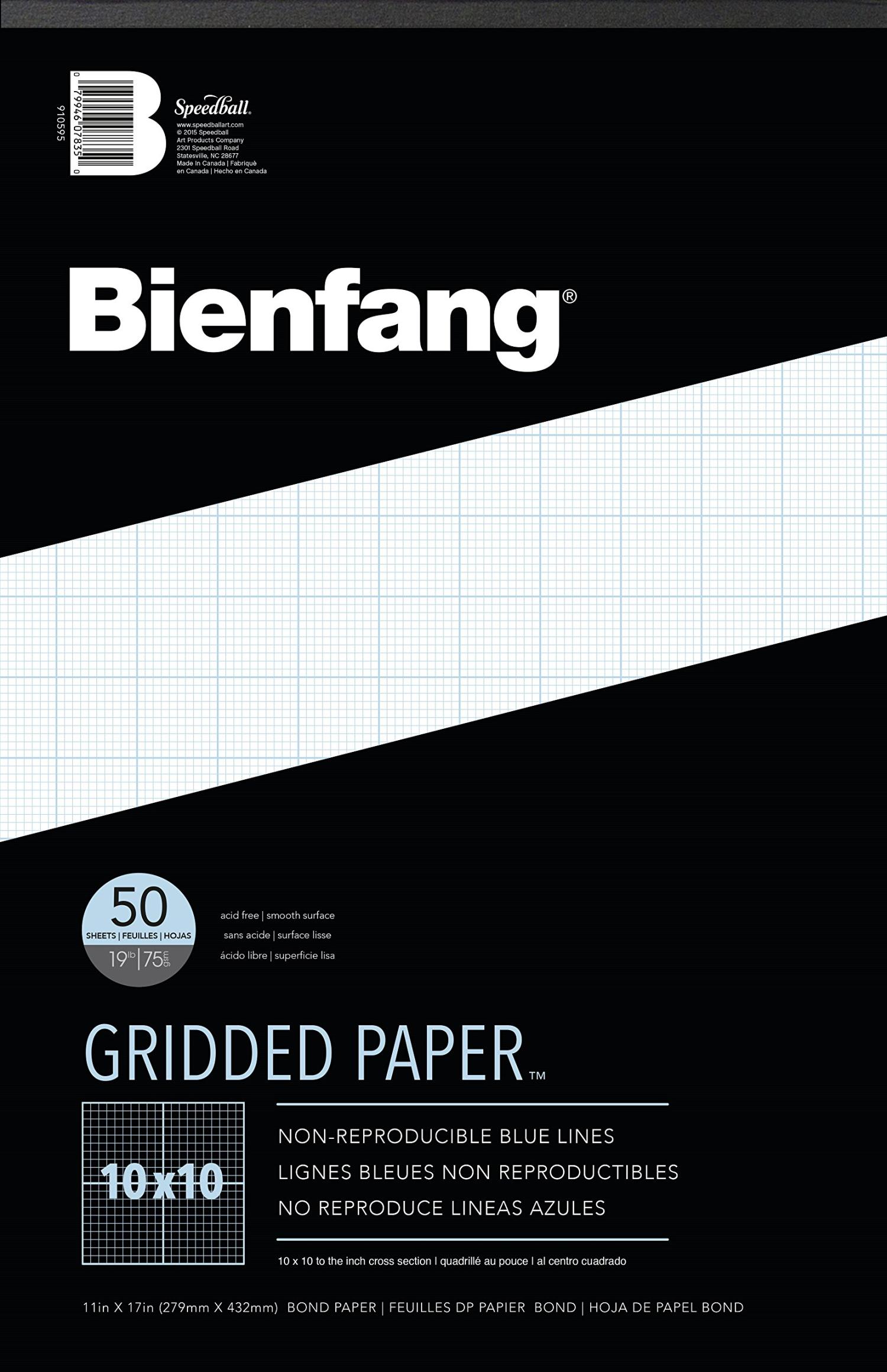 Bienfang Designer Grid Paper Pad, 10x10 Cross Section, 11x17 inches, 50