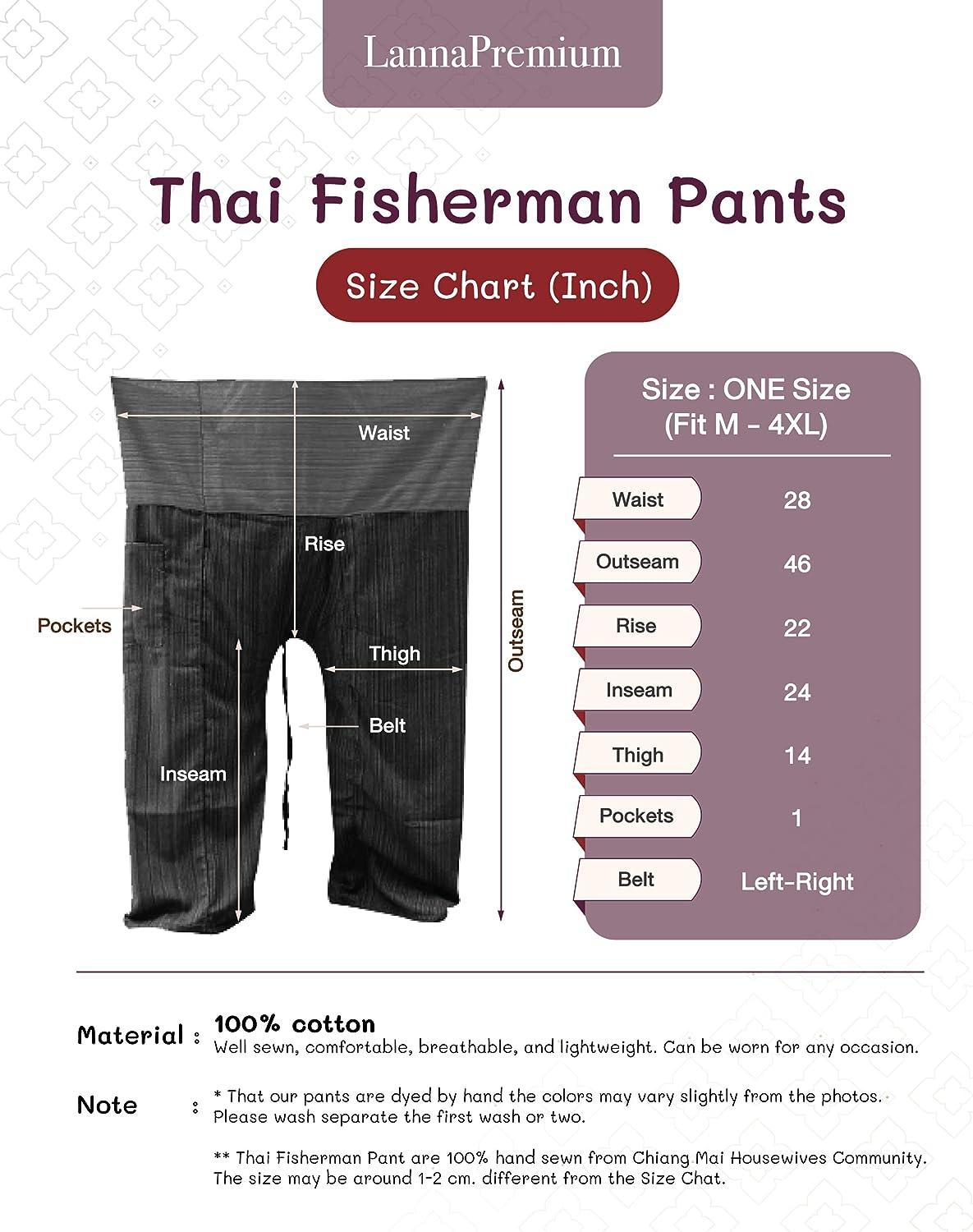 LannaPremium Thai Fisherman Pants for Men Women Yoga Pants Pirate