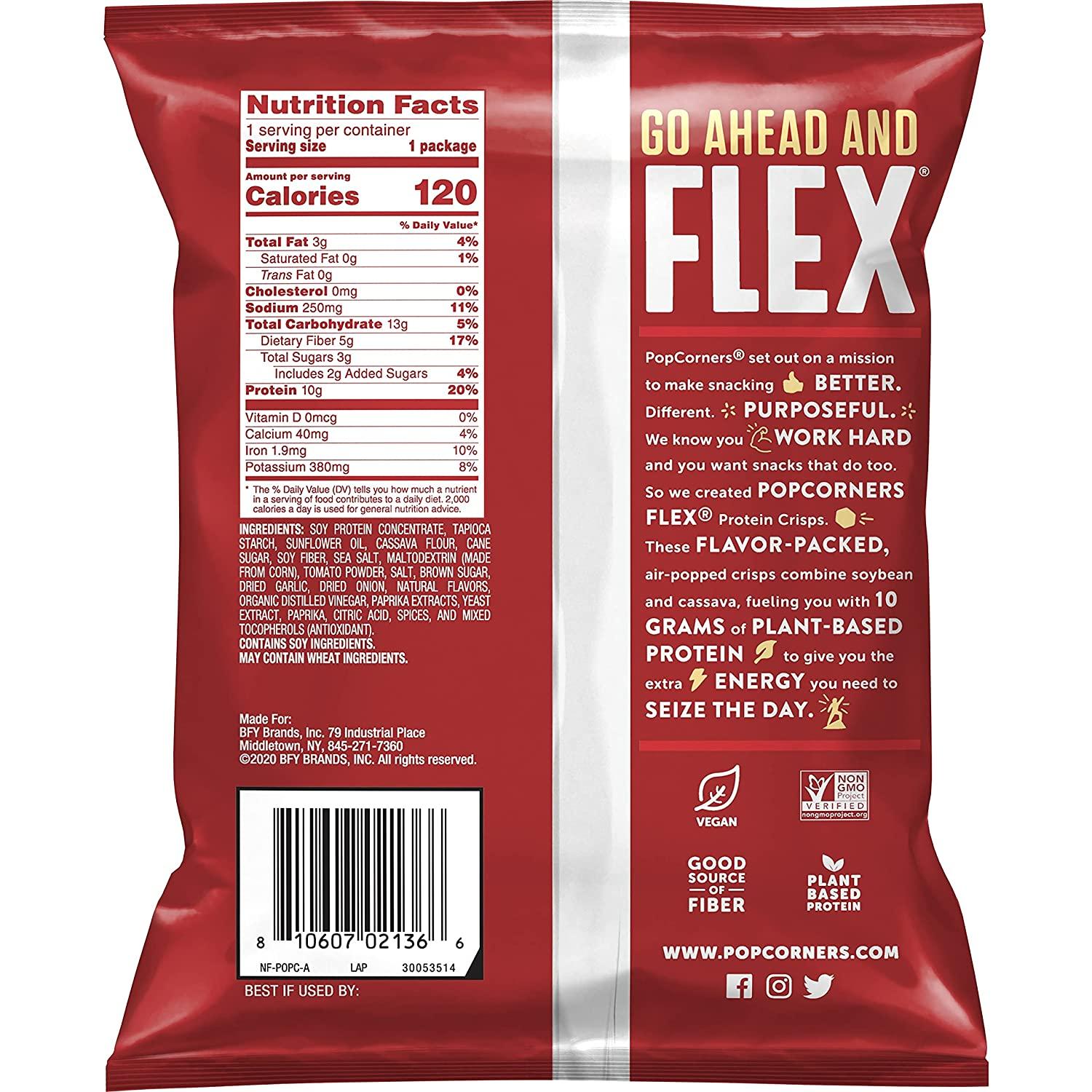 Popcorners Flex Protein Chips Vegan GlutenFree Snacks, Barbecue, 1