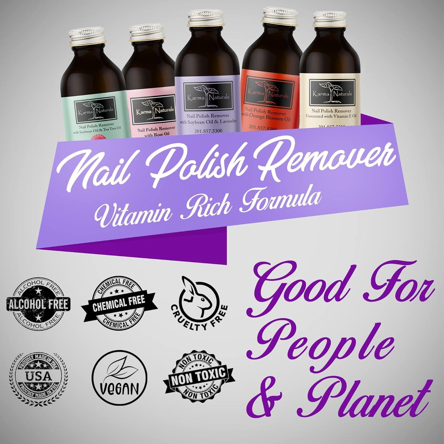 Natural Nail Polish Remover with Rose Oil and Soybean Lavender Non