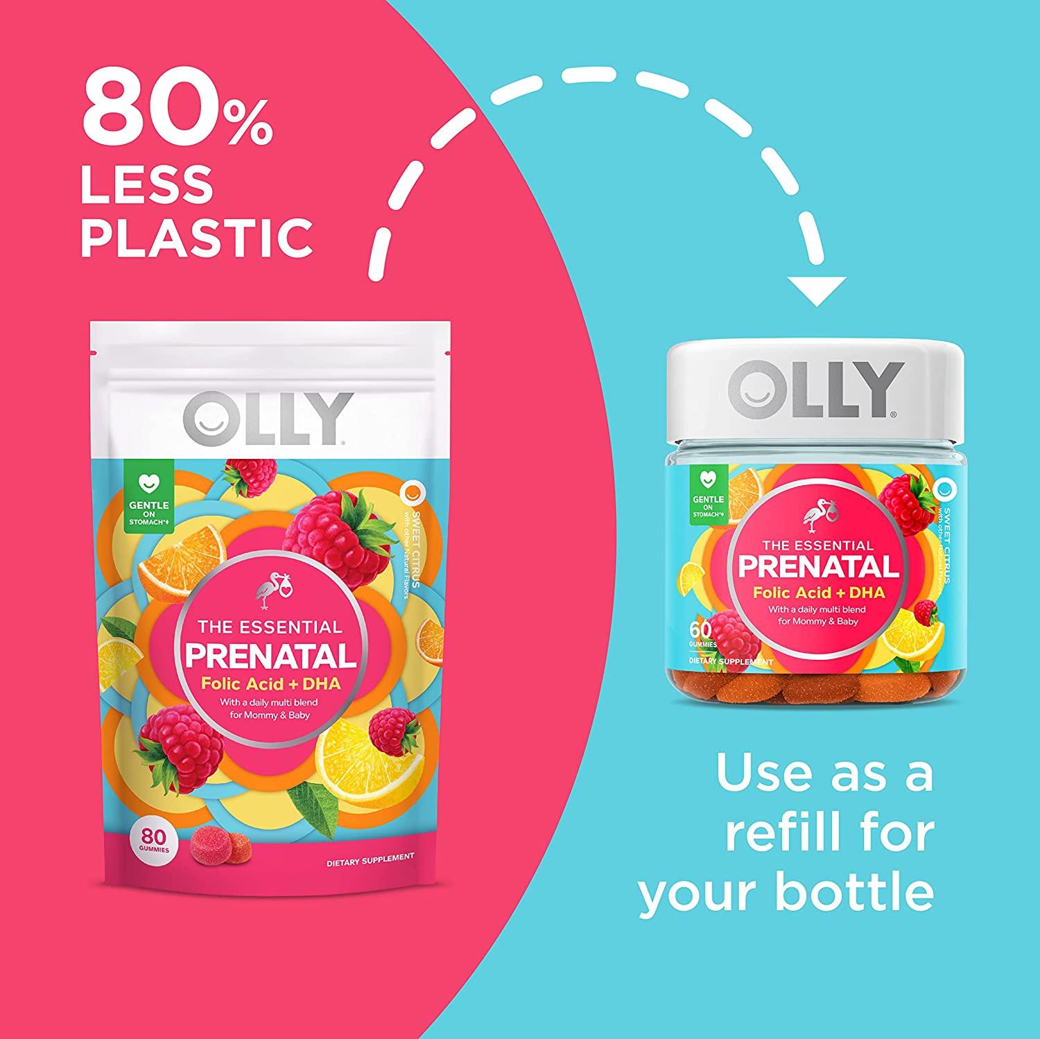 OLLY Prenatal Multivitamin Gummy, Supports Healthy Growth and Brain