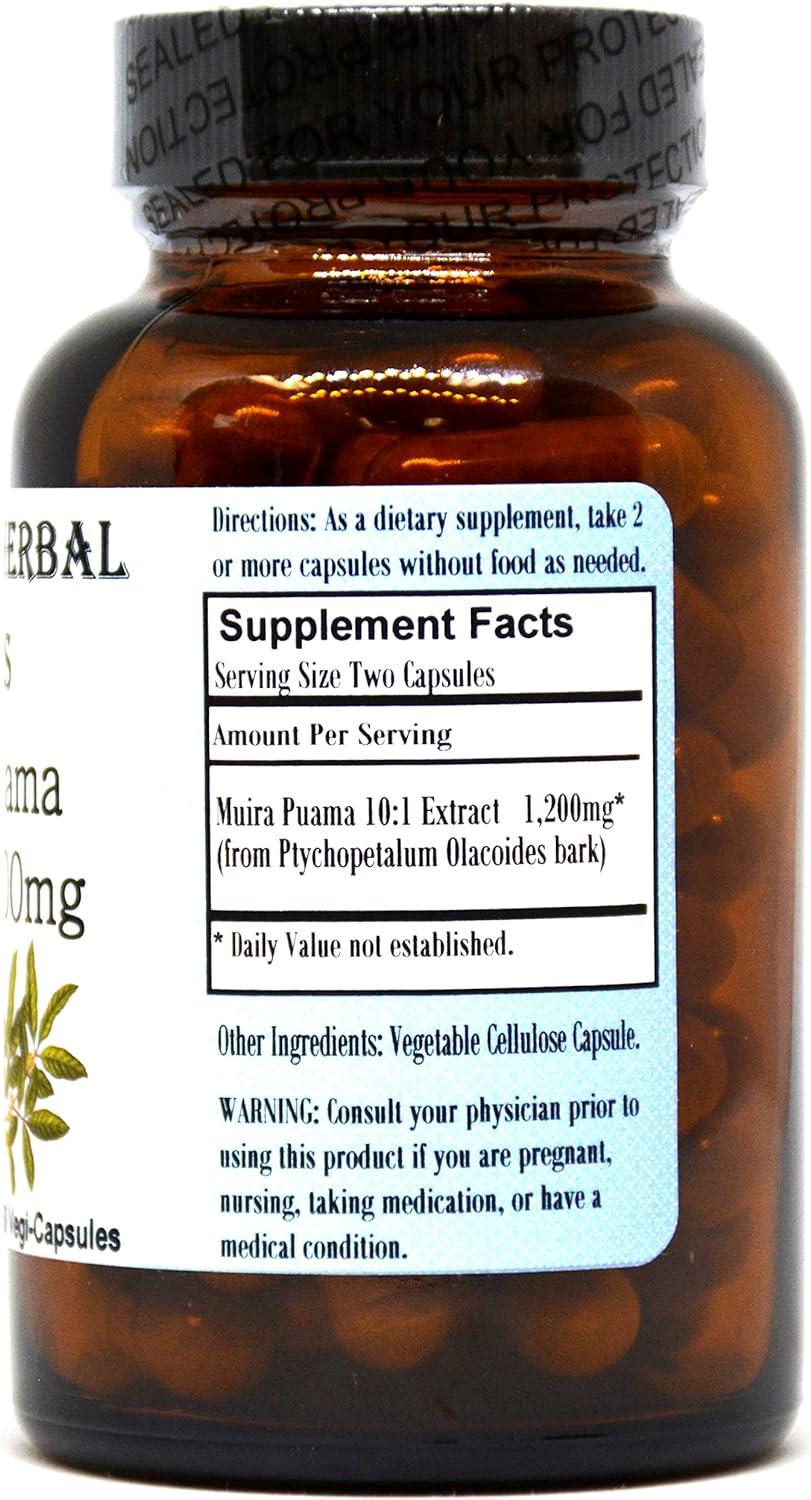 Barlowe's Herbal Elixirs Muira Puama 101 Extract 60 600mg VegiCaps