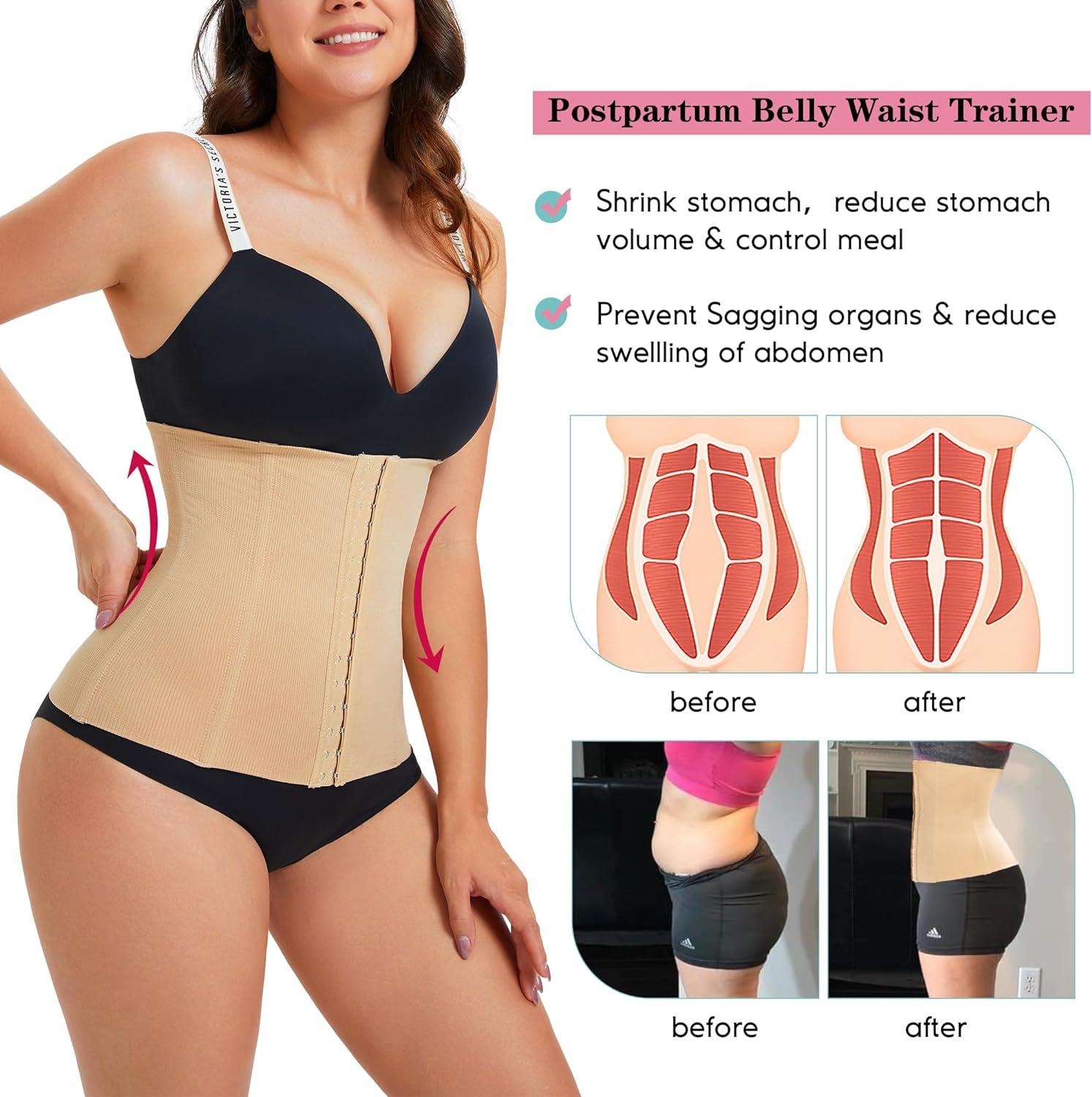 LODAY 2 in 1 Postpartum Recovery Belt Body Wraps Works for Tighten Loose  Skin Beige Hook Small