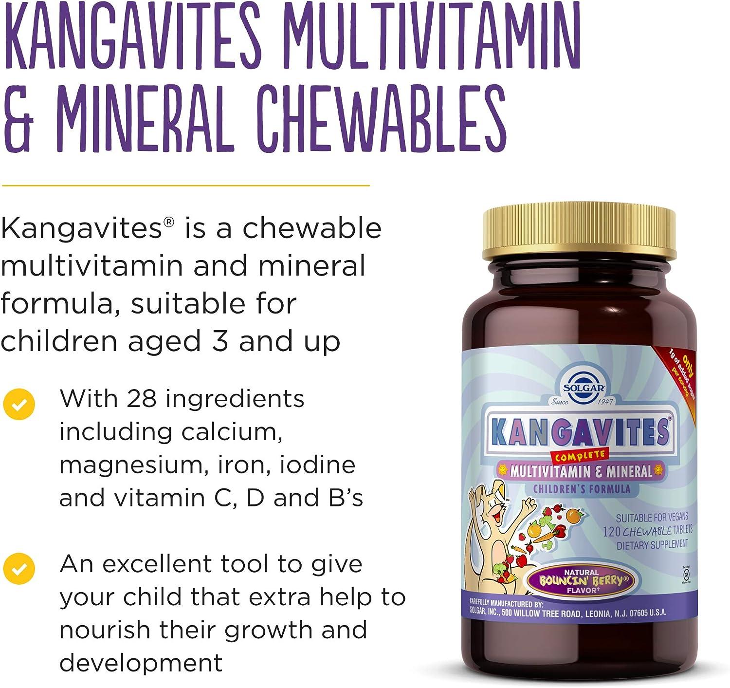 Solgar Kangavites Bouncin Berry Flavor 120 Chewable Tablets